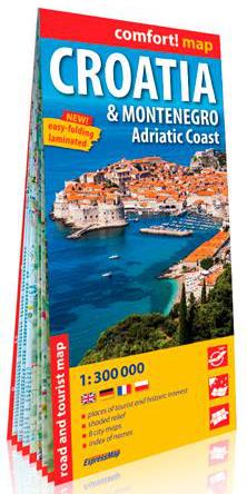 CROATIE ET MONTENEGRO. COTE ADRIATIQUE 1/300.000 (GB) (COMFORT !MAP, LAMINEE) - XXX - NC