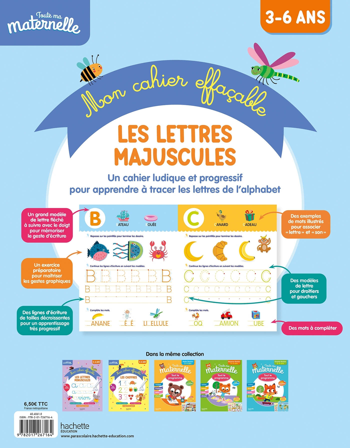Toute ma maternelle Mon cahier effaçable d'écriture : Les lettres majuscules 3-6 ans - Alain Boyer - HACHETTE EDUC