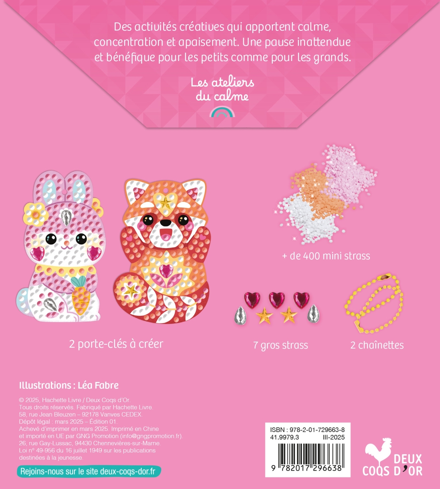 Mes porte-clés kawaii en mini strass - mini boîte avec accessoires - Léa Fabre - DEUX COQS D OR