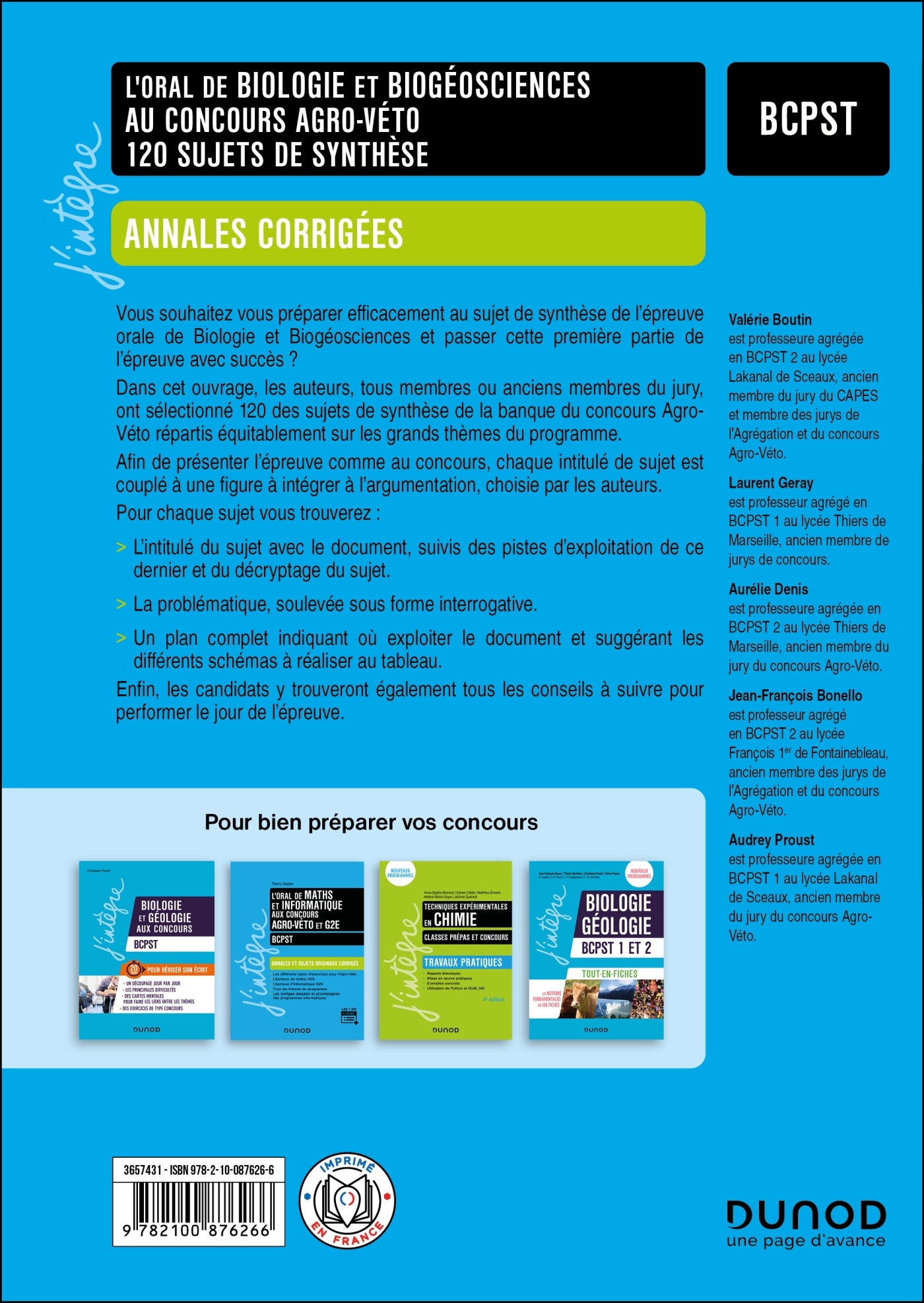 L'oral de Biologie et Biogéosciences au concours Agro-Véto - Valérie Boutin, Laurent Géray, Aurélie Denis, Jean-François Bonello, Audrey Proust, Valérie Boutin, Laurent Géray, Aurélie Denis, Jean-François Bonello, Audrey Proust - DUNOD