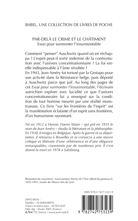 Par-delà le crime et le châtiment - Jean Améry, Françoise Wuilmart, Jean Améry, Françoise Wuilmart - ACTES SUD