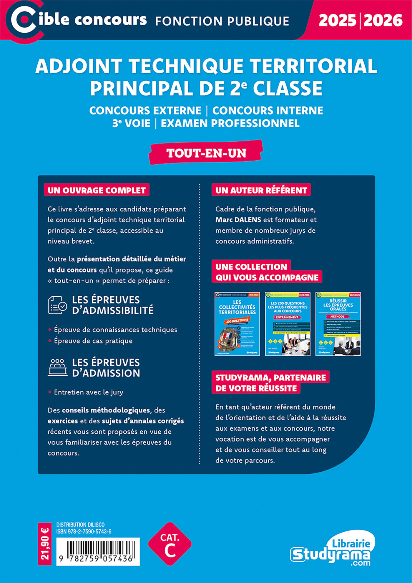 Adjoint technique territorial principal de 2e classe – Tout-en-un (Concours 2025-2026) - Marc Dalens - STUDYRAMA
