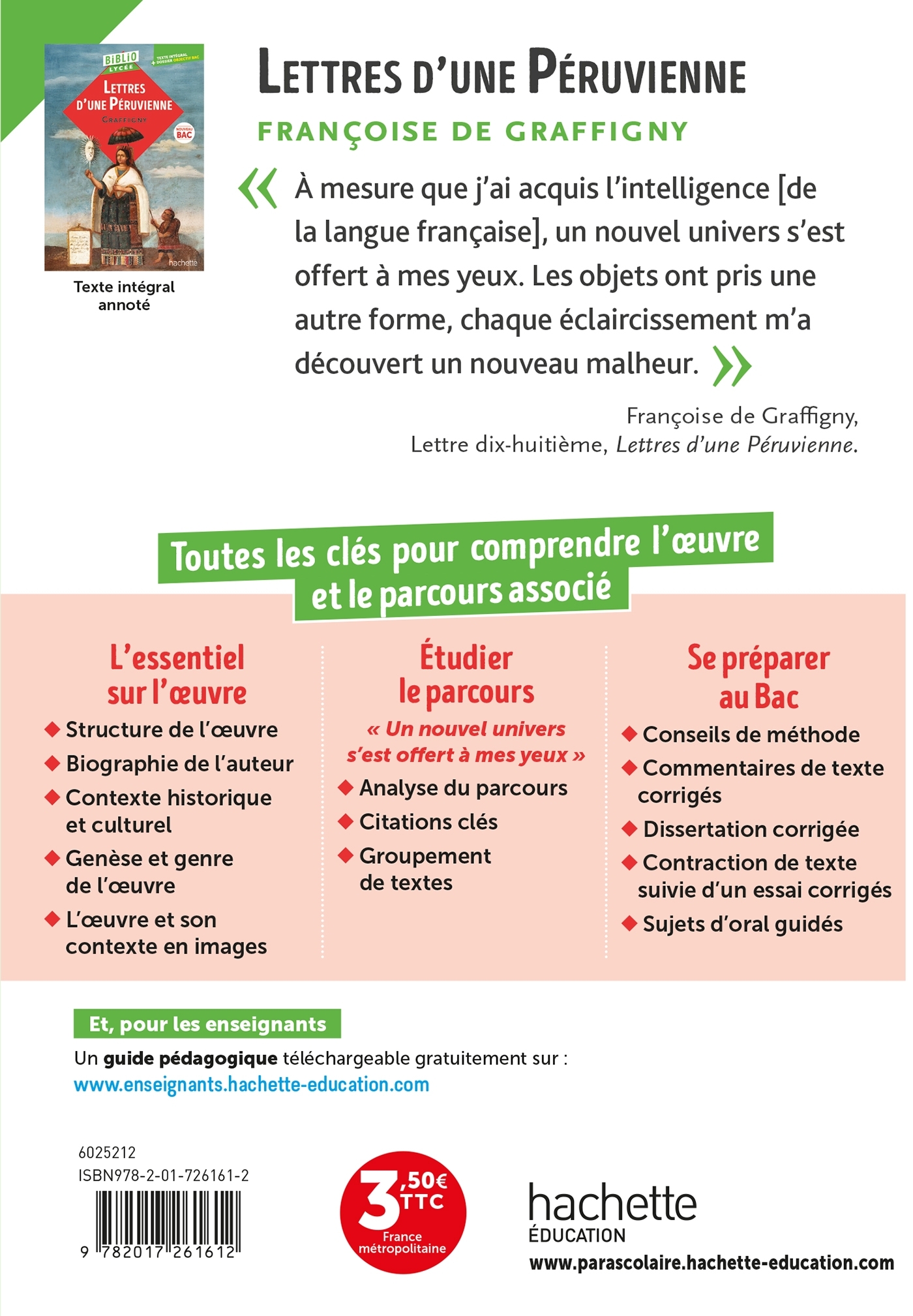 BiblioLycée - Lettres d'une Péruvienne, de Graffigny - BAC 2026 - Véronique Brémond Bortoli, Françoise de Graffigny - HACHETTE EDUC
