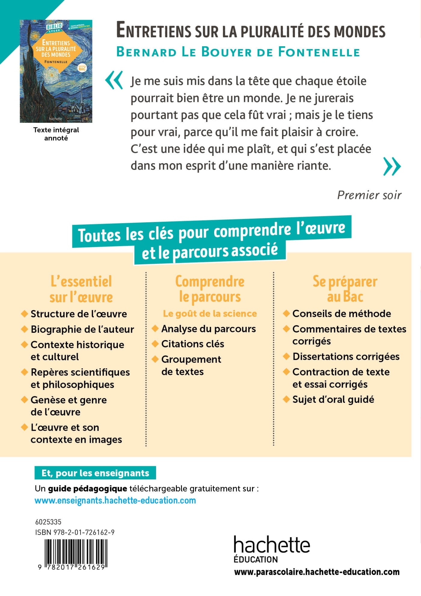 BiblioLycée - Entretiens sur la pluralité des mondes, Fontenelle - BAC 2026 - Laurence Teper,  Fontenelle (Bernard Le Bovier - HACHETTE EDUC