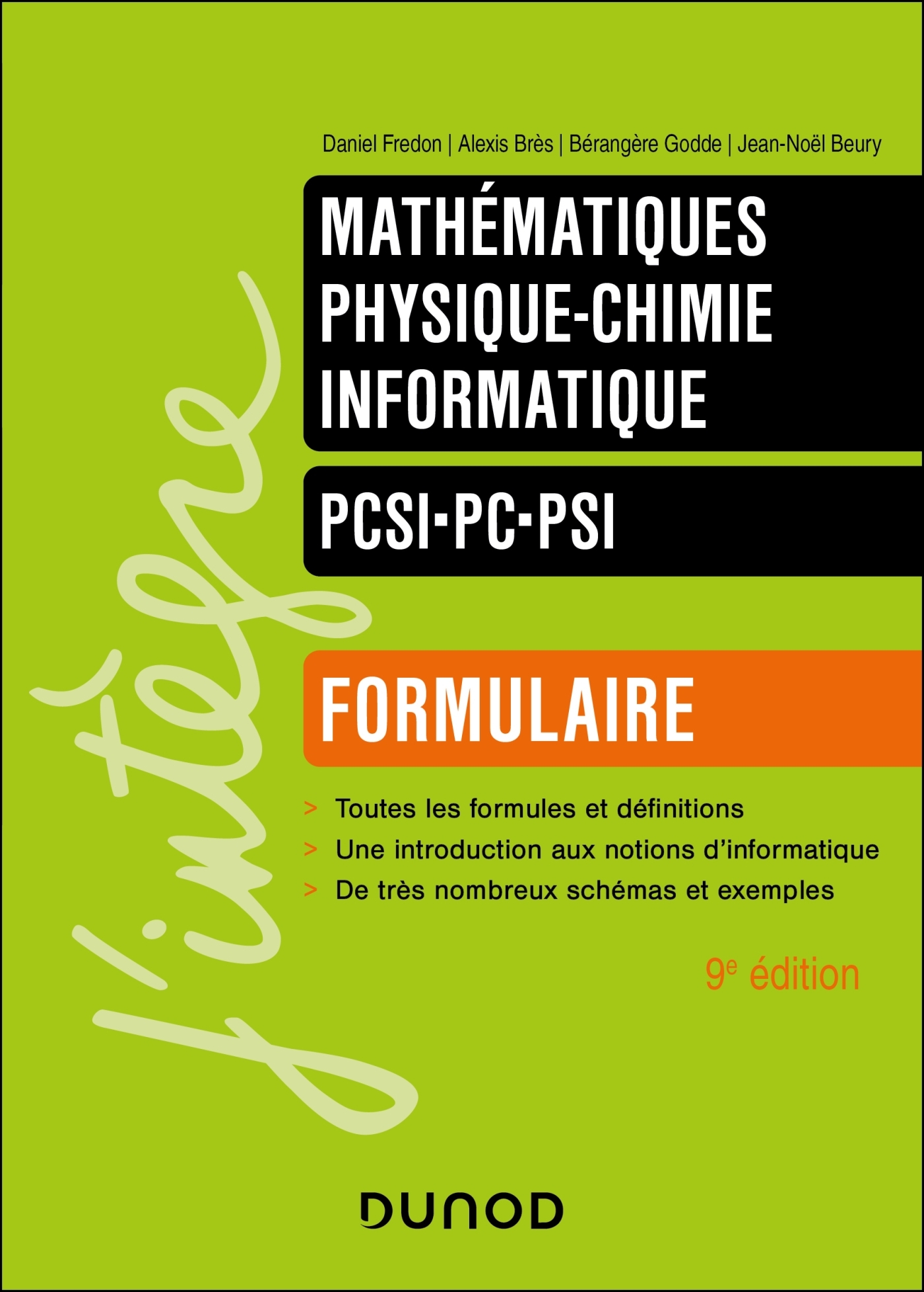 Formulaire PCSI-PC-PSI - 9e éd. - BEURY JEAN-NOEL - DUNOD