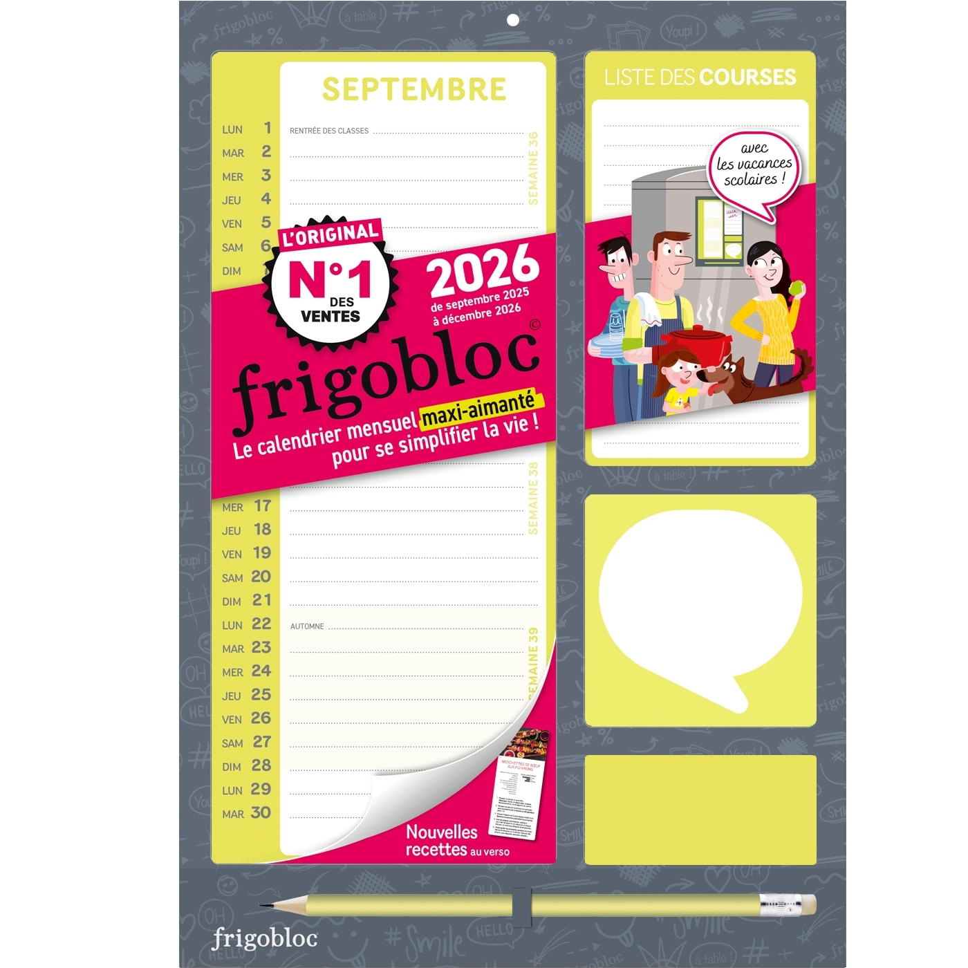 Frigobloc Mensuel Compact 2026  - Calendrier Compact / mois (de sept. 2025 à déc. 2026) -  - PLAY BAC