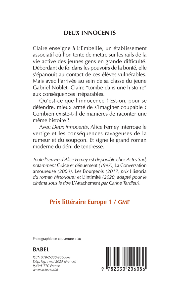 Deux Innocents - Alice Ferney - ACTES SUD