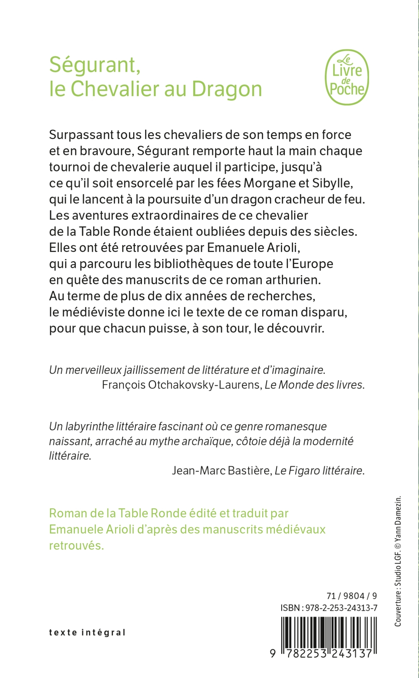 Ségurant : le Chevalier au dragon -  Anonyme, Emanuele Arioli - LGF