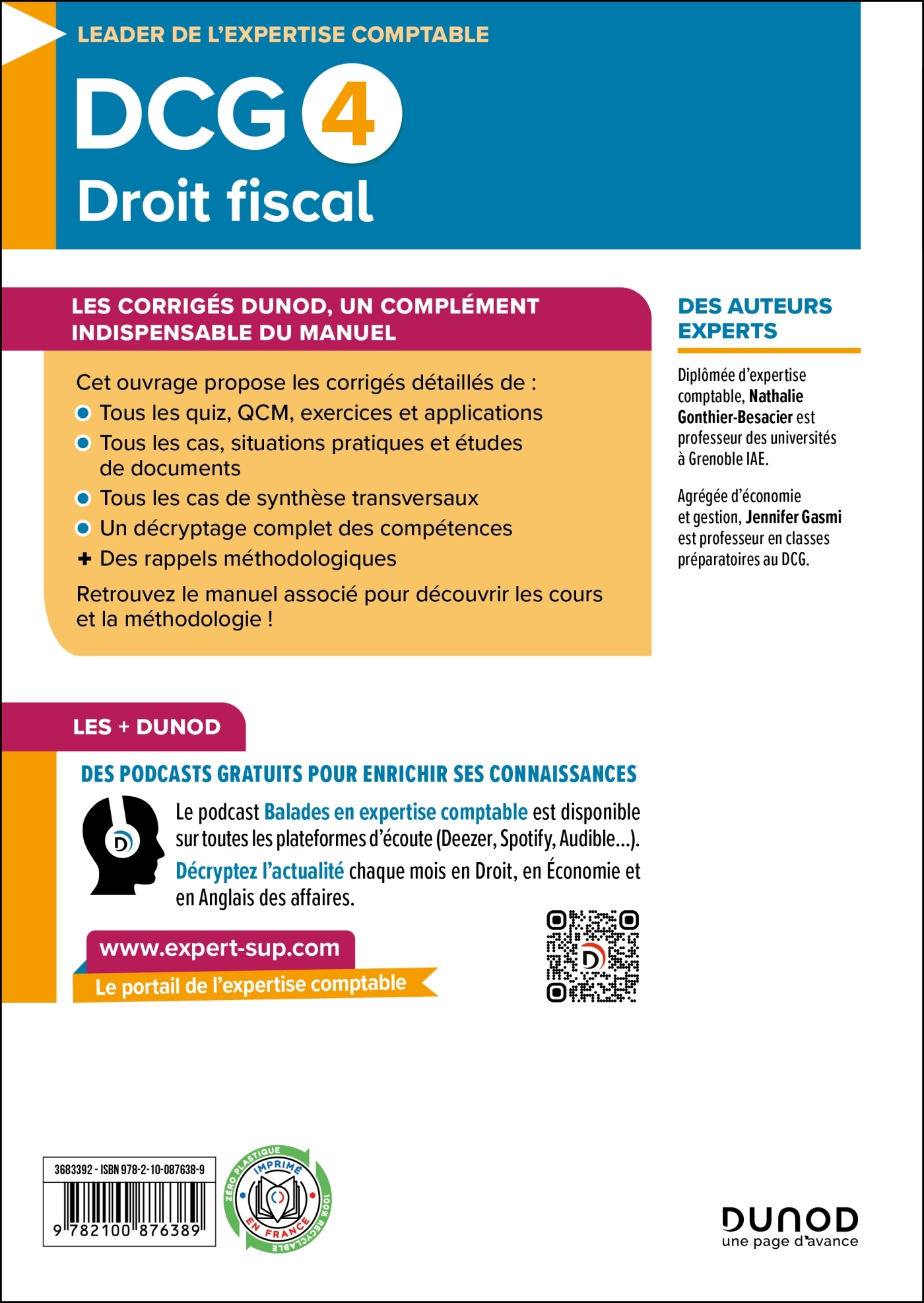 DCG 4 - Droit fiscal - Corrigés 2025-2026 - Nathalie Gonthier-Besacier, Jennifer Gasmi - DUNOD