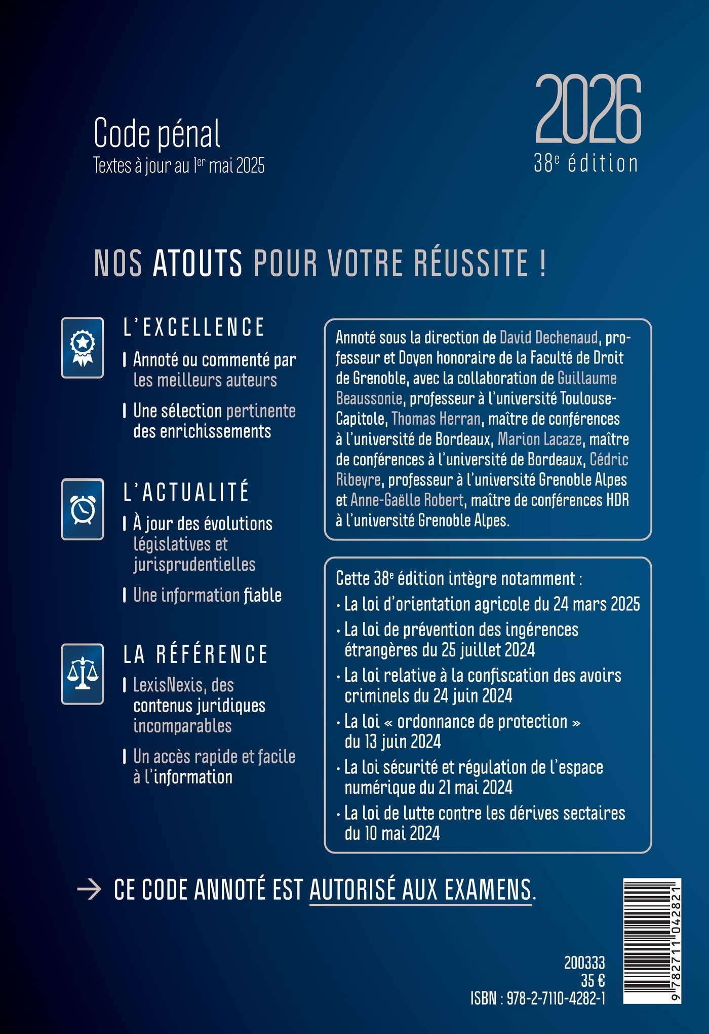 Code pénal 2026 - David Dechenaud (sous dir.) - LEXISNEXIS