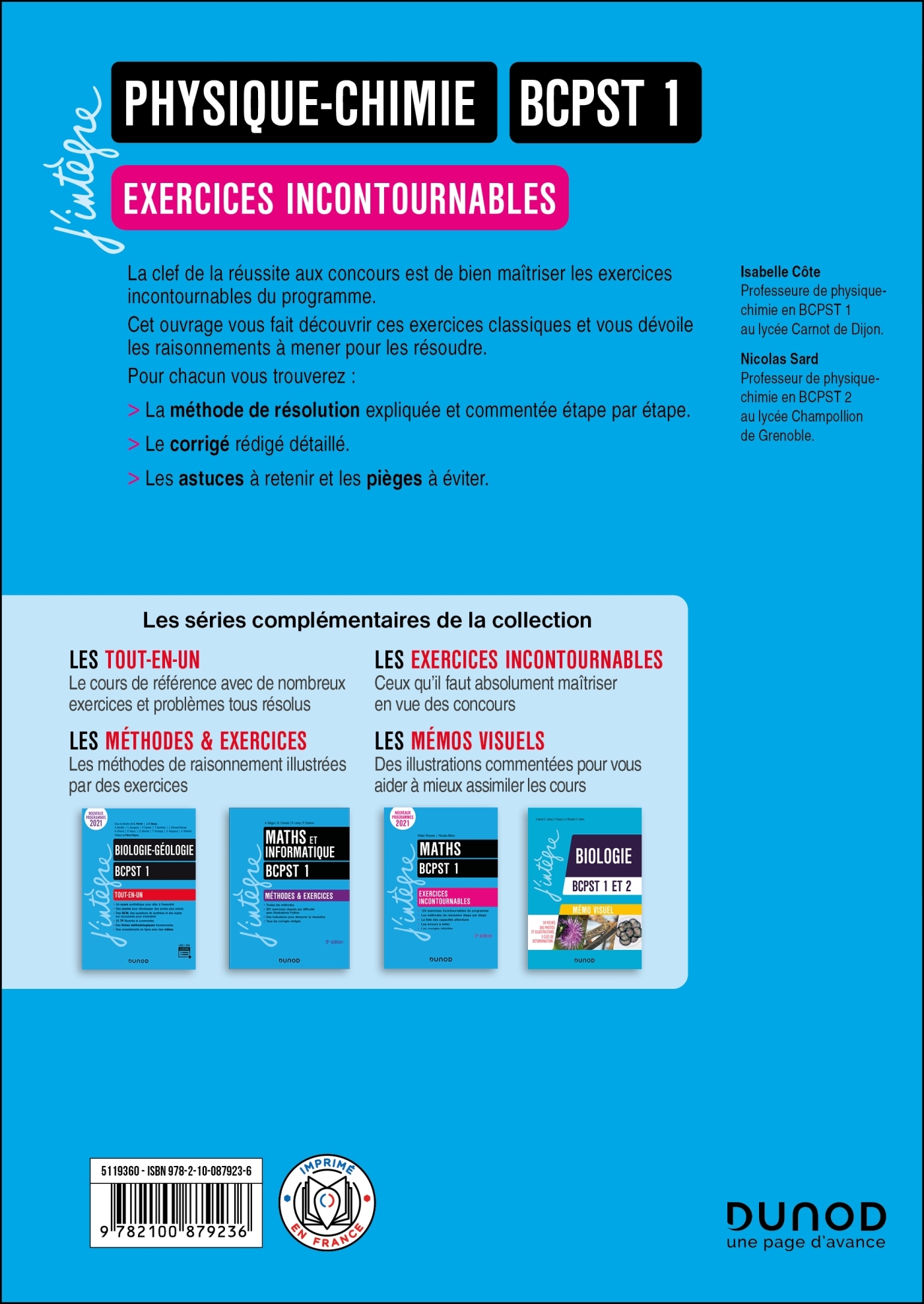 Physique-Chimie Exercices incontournables BCPST 1  6e éd. - Isabelle Côté, Nicolas Sard, Loïc Lebrun - DUNOD