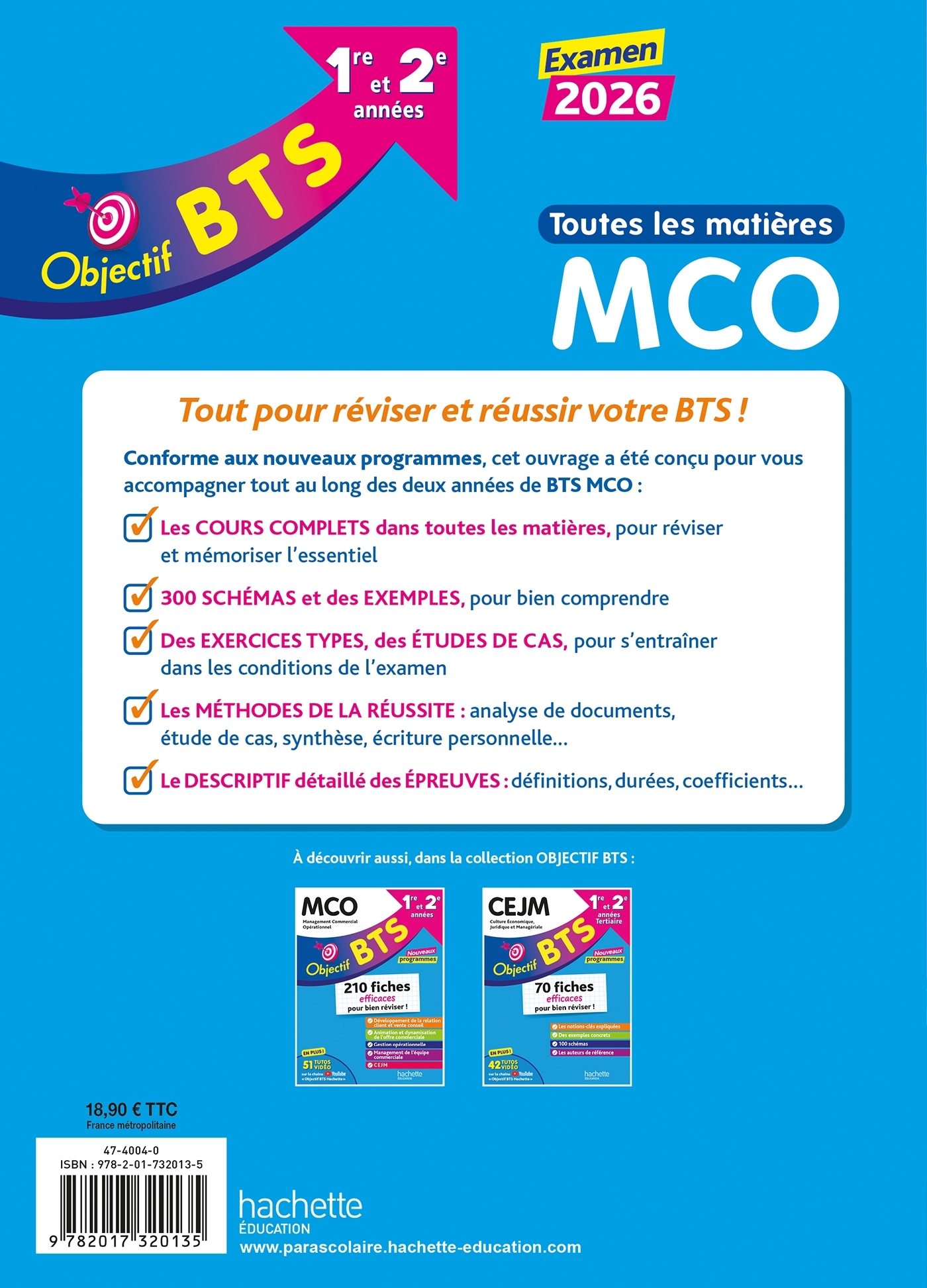 Objectif BTS MCO (1re et 2e années) - Toutes les épreuves, examen 2026 - Bruno Bonnefous, Marc Geronimi, Emilie Dhérin, Corinne Denis, David Leccia, Armelle Liard, Séverine Séguy-Masson, Nicolas Bloch - HACHETTE EDUC