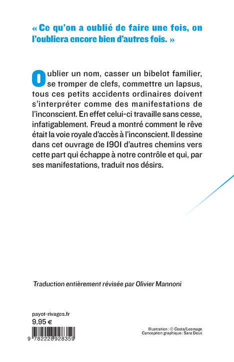 Psychopathologie de la vie quotidienne - Sigmund Freud, Samuel Jankelevitch, Olivier Mannoni - PAYOT