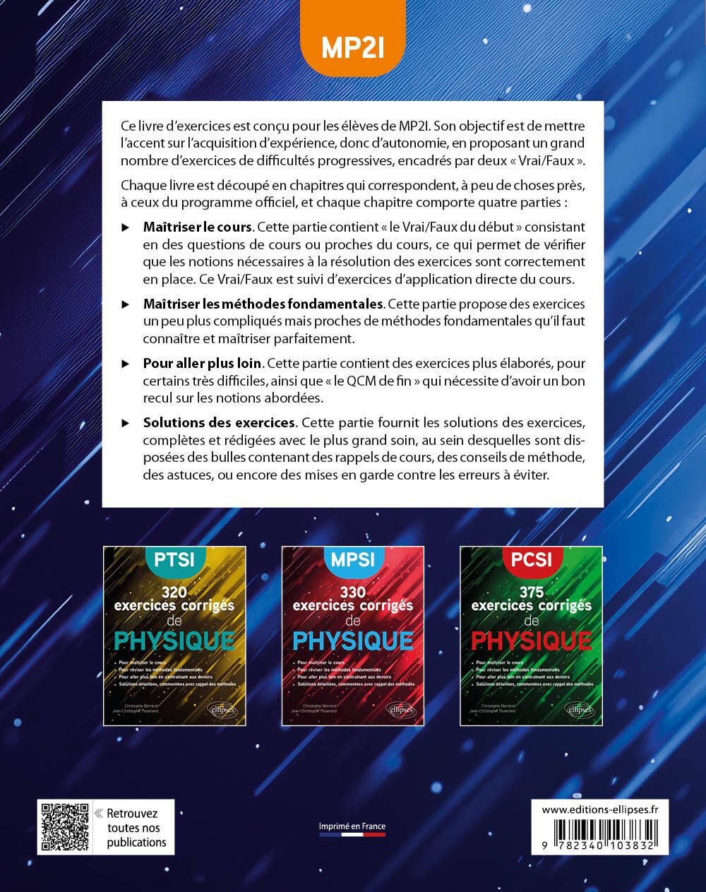 330 exercices corrigés de Physique – MP2I - Christophe Bernicot, Jean-Christophe Tisserand, Sylvain Rondy - ELLIPSES