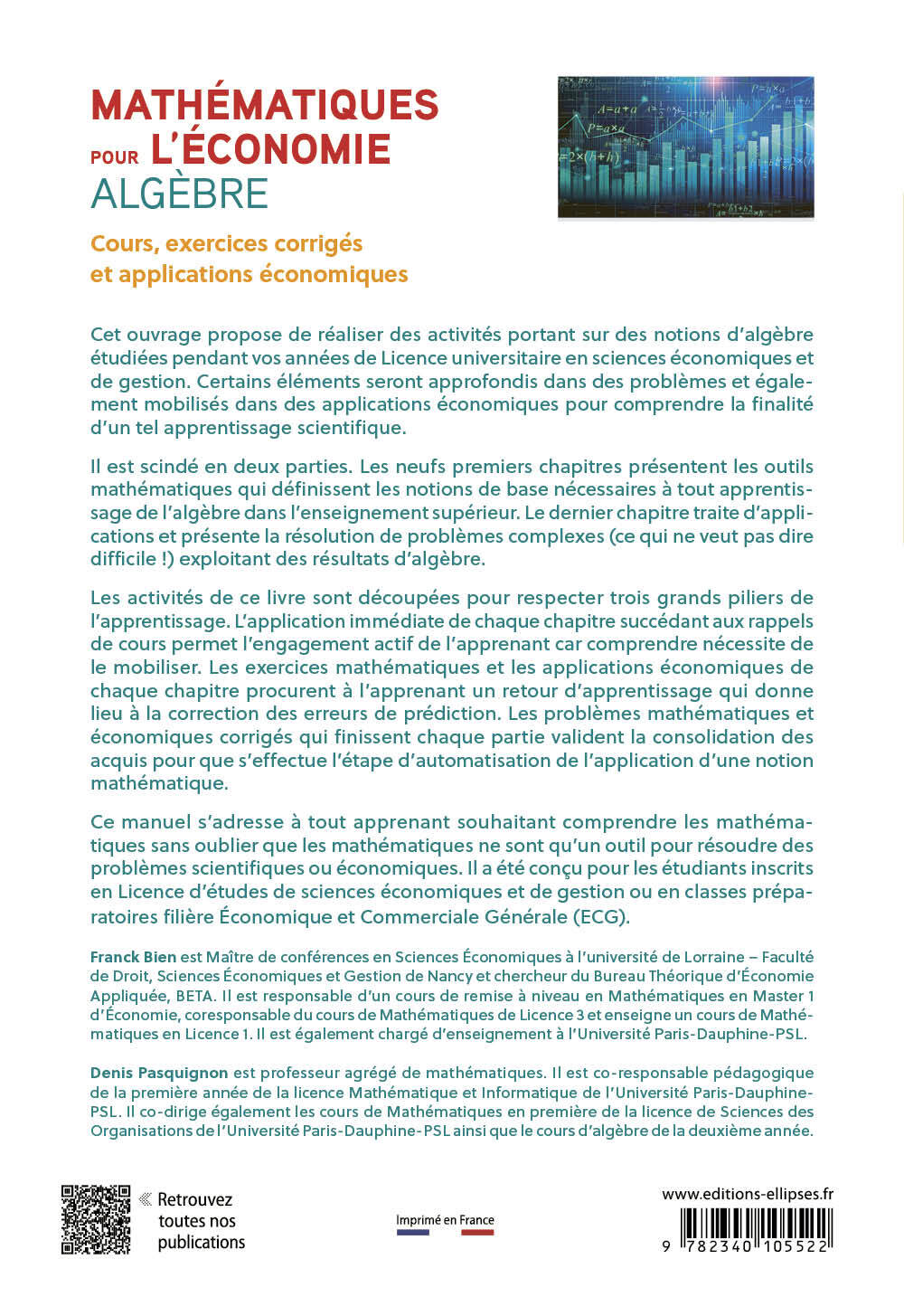 Mathématiques pour l'économie - Algèbre - Licence - Franck Bien, Denis Pasquignon - ELLIPSES
