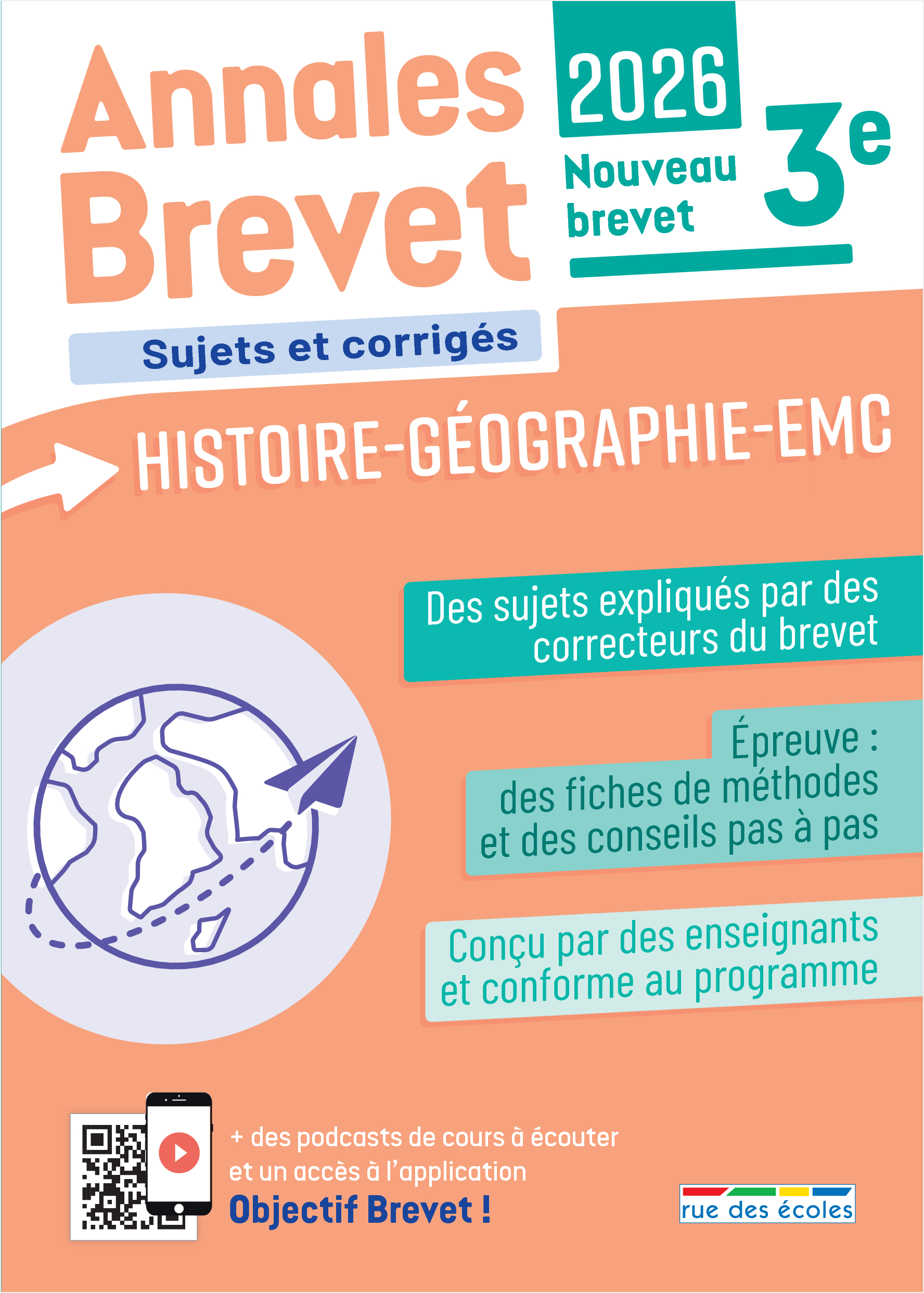 Annales Brevet - Histoire-Géographie-EMC - 3e - 2026 -  Collectif - RUE DES ECOLES