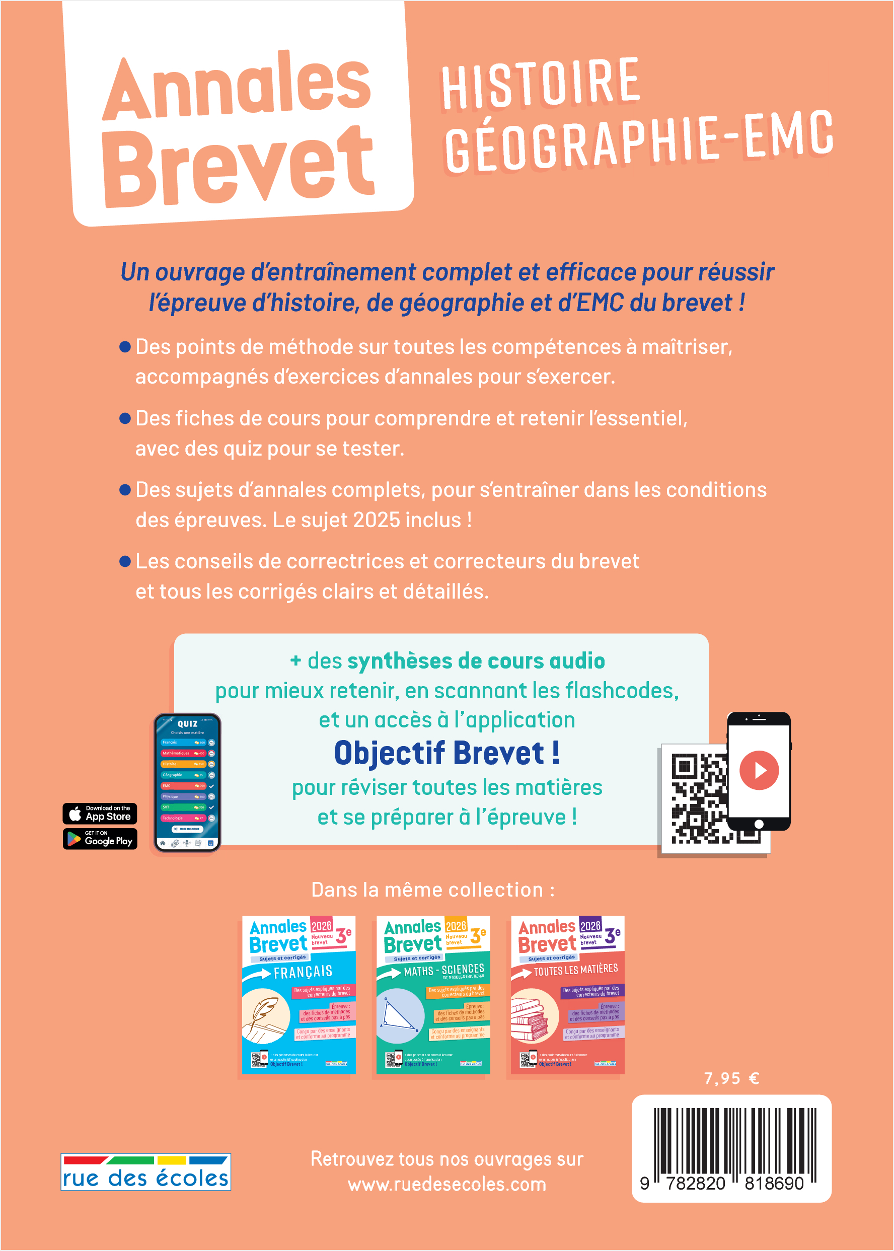 Annales Brevet - Histoire-Géographie-EMC - 3e - 2026 -  Collectif - RUE DES ECOLES