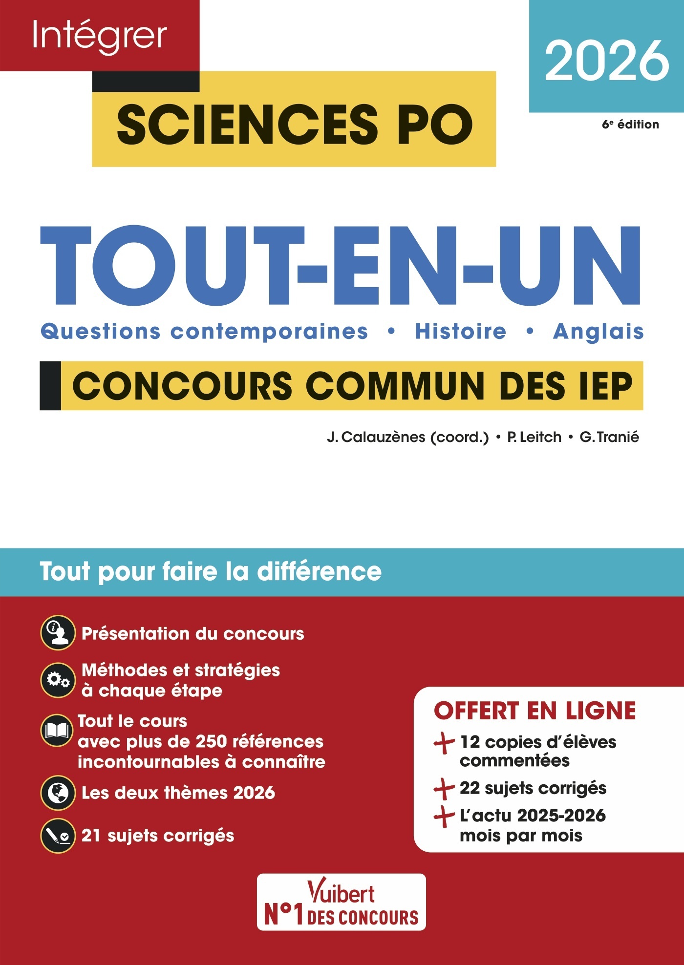 Sciences Po - Concours commun des IEP 2026 - Tout-en-un - Ghislain Tranié, Jérôme Calauzènes, Paul Leitch - VUIBERT