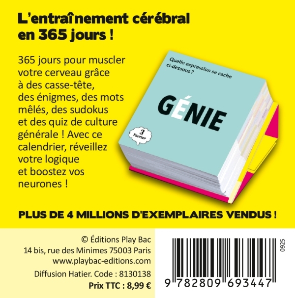 Mini calendrier 365 jours pour muscler son cerveau -   - PLAY BAC