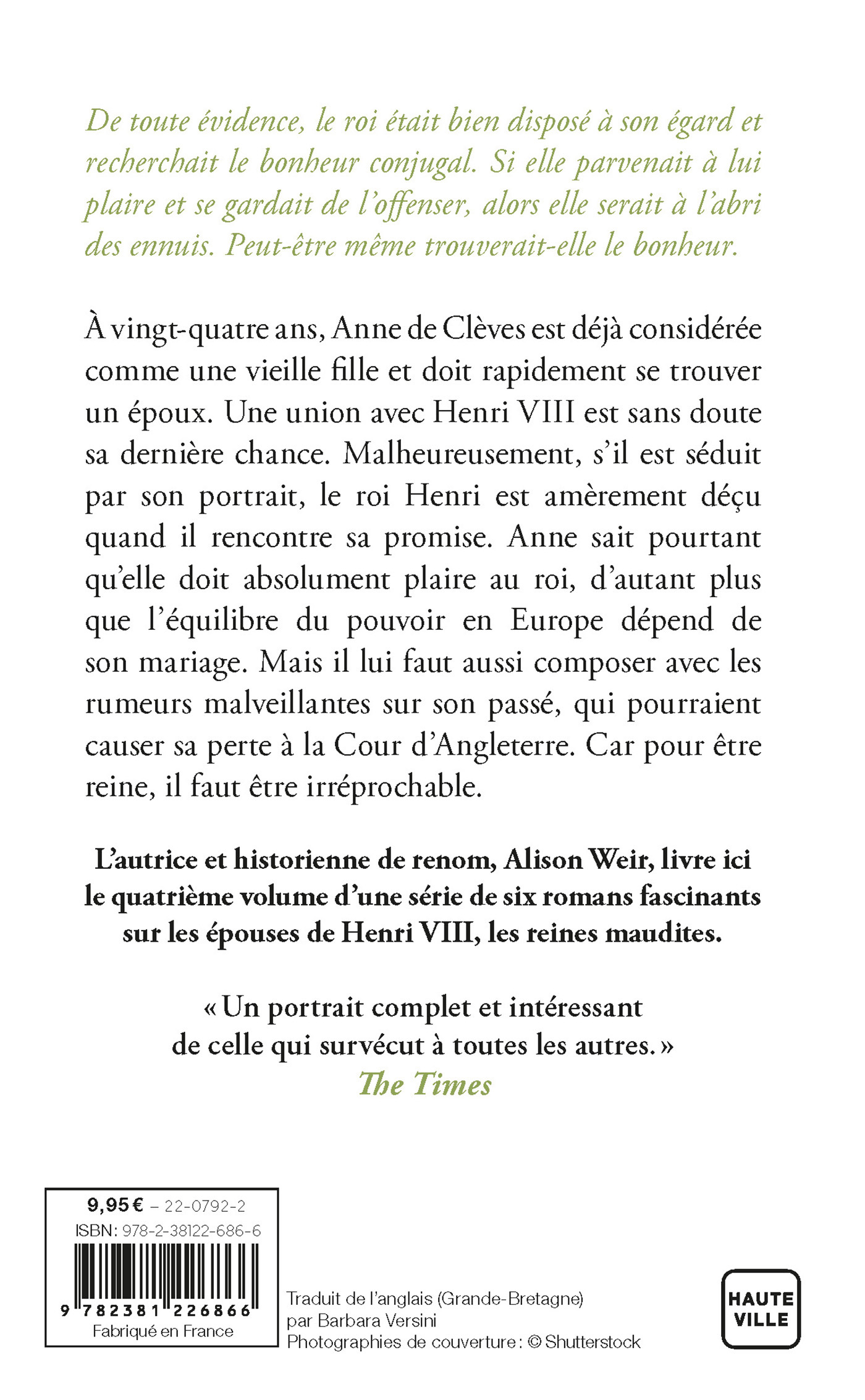 Les Reines maudites, T4 : Anne de Clèves : Le Portrait d'une princesse - Alison Weir - HAUTEVILLE
