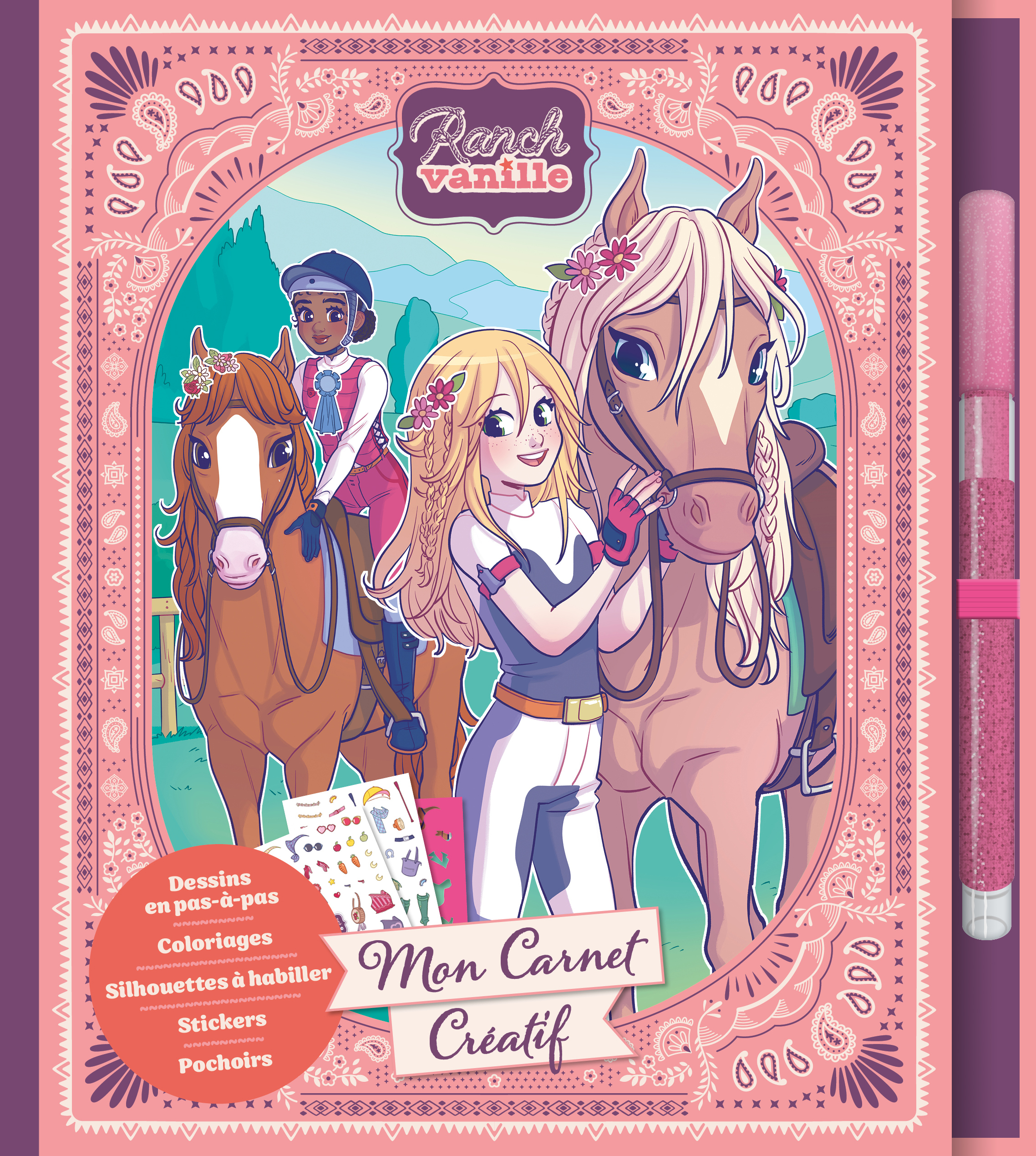 Mon carnet créatif   Ranch Vanille (feutre pailleté, stickers et pochoirs) -  - FLEURUS