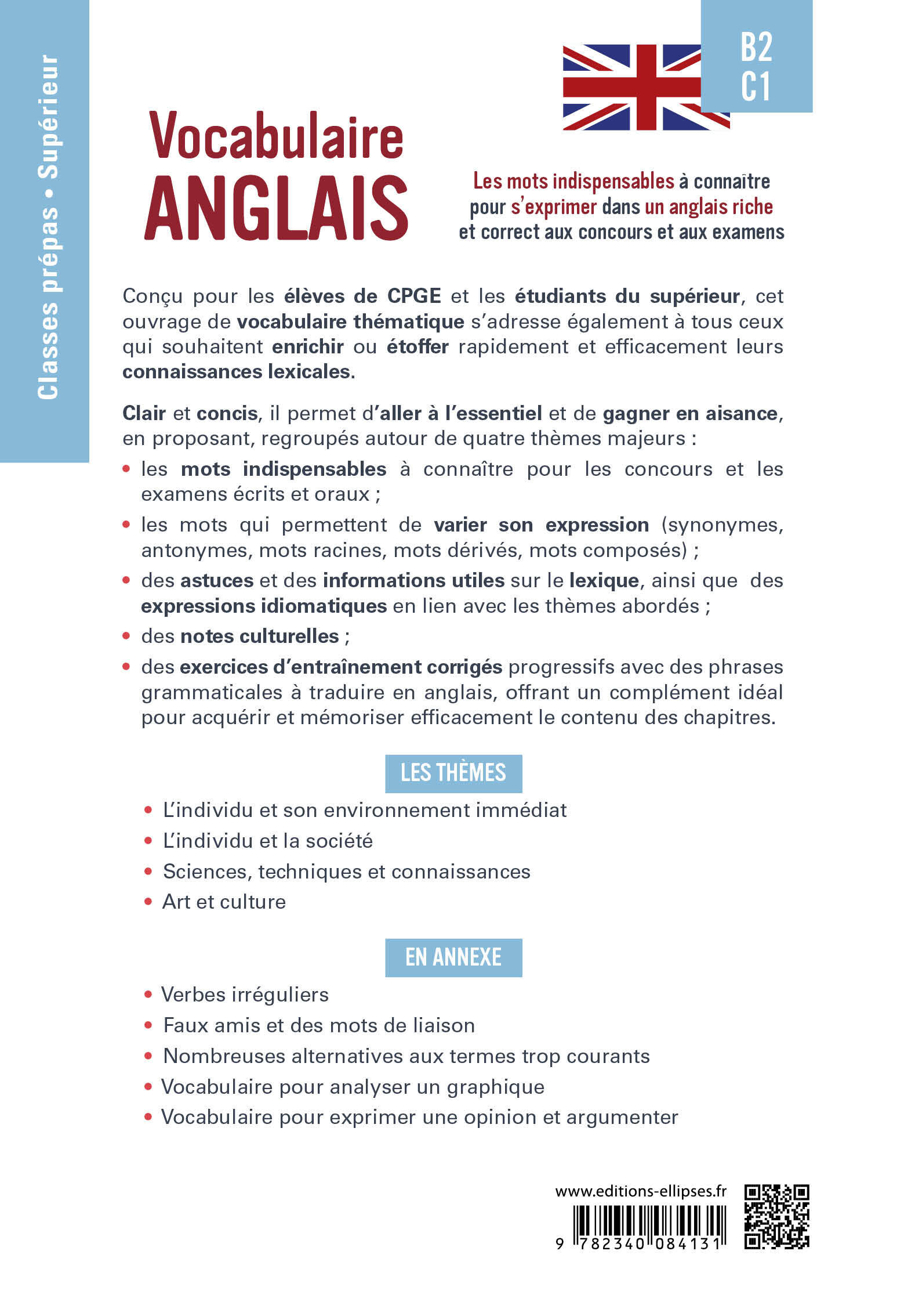 Vocabulaire anglais Spécial classes prépas et enseignement supérieur B2-C1 - Sophie Sebah - ELLIPSES