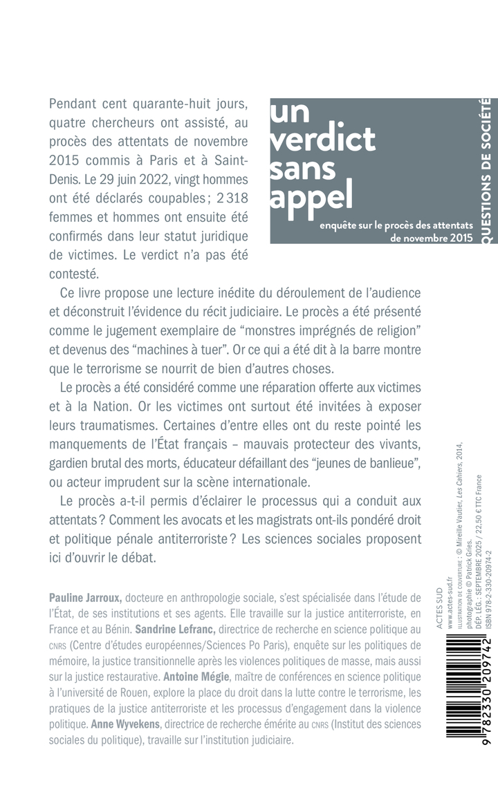 Un verdict sans appel - Anne Wyvekens, Antoine Megie, Sandrine LEFRANC, Pauline Jarroux - ACTES SUD
