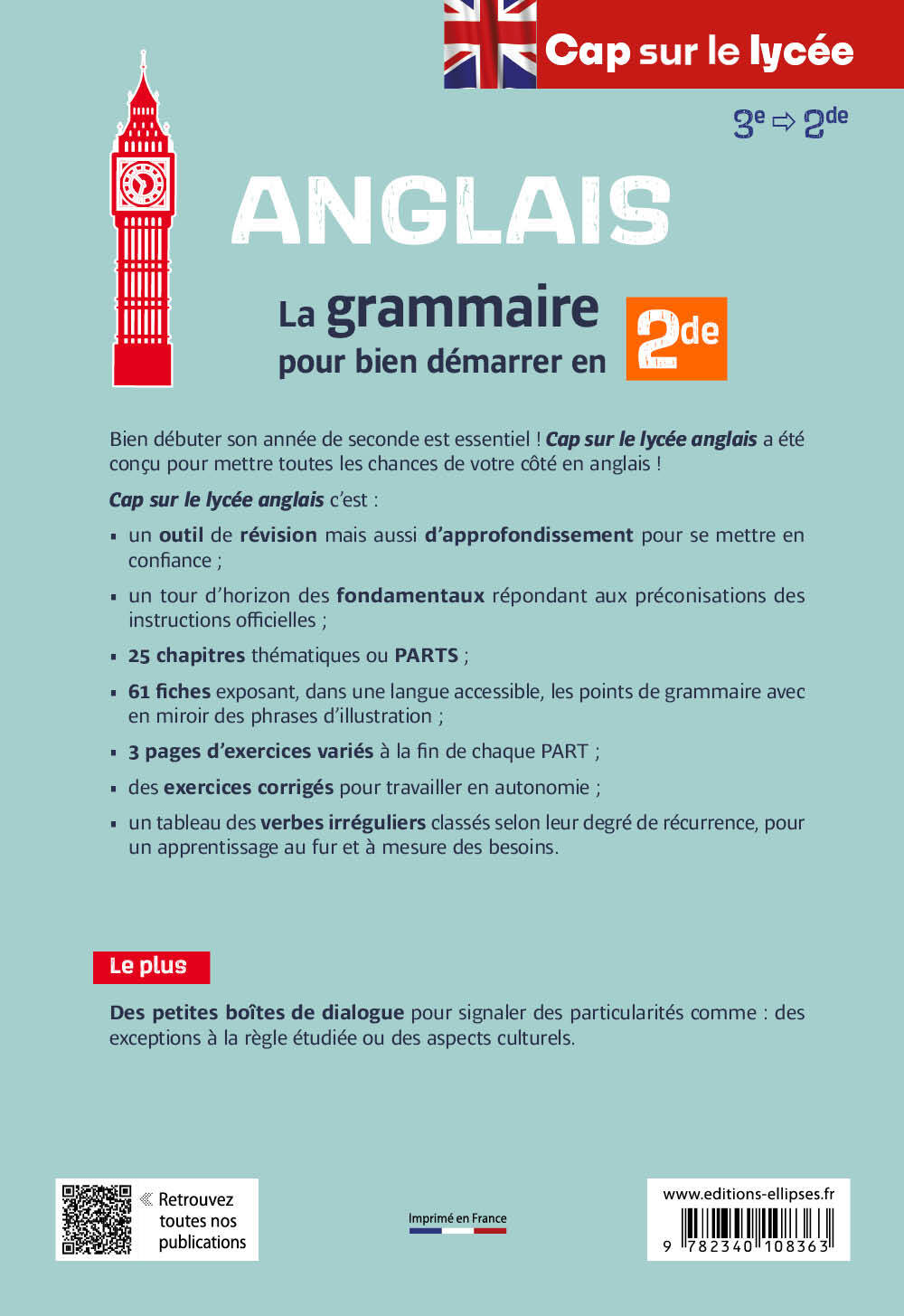 Anglais - Cap sur le lycée - La grammaire pour bien démarrer en seconde - José Wolfer - ELLIPSES