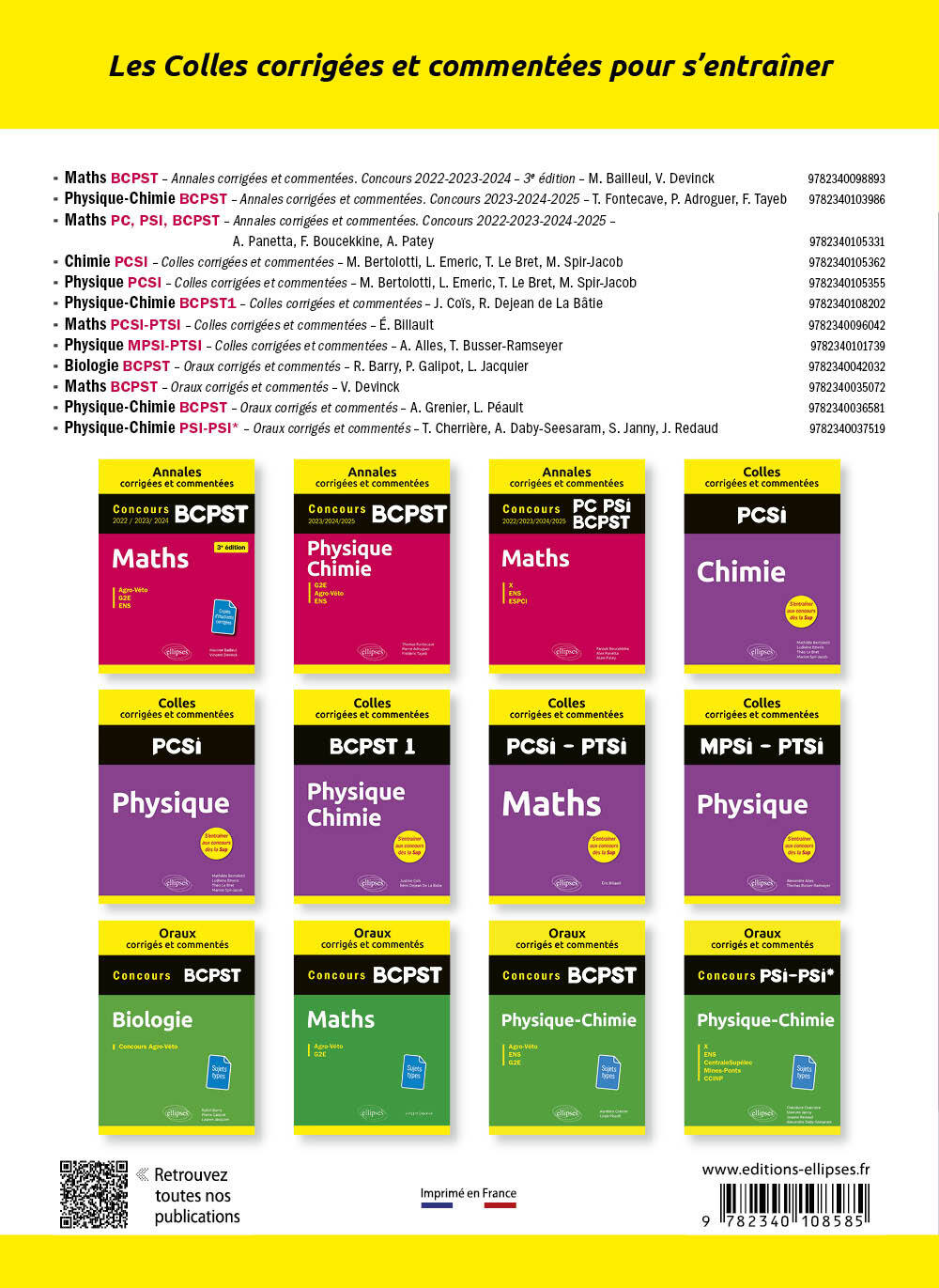 Maths. BCPST1. Colles corrigées et commentées - Tancrède Huet, Antoine Humeau, Marie Le Verdier - ELLIPSES