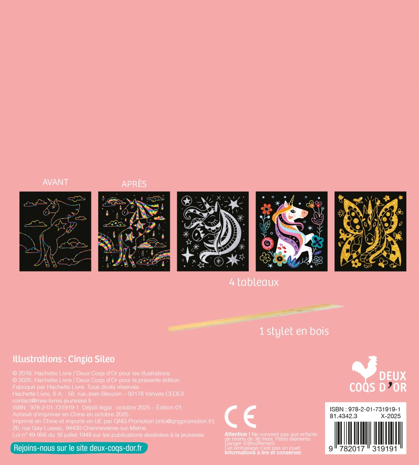 Mes cartes à gratter licornes - mini boîte avec accessoires -  - DEUX COQS D OR