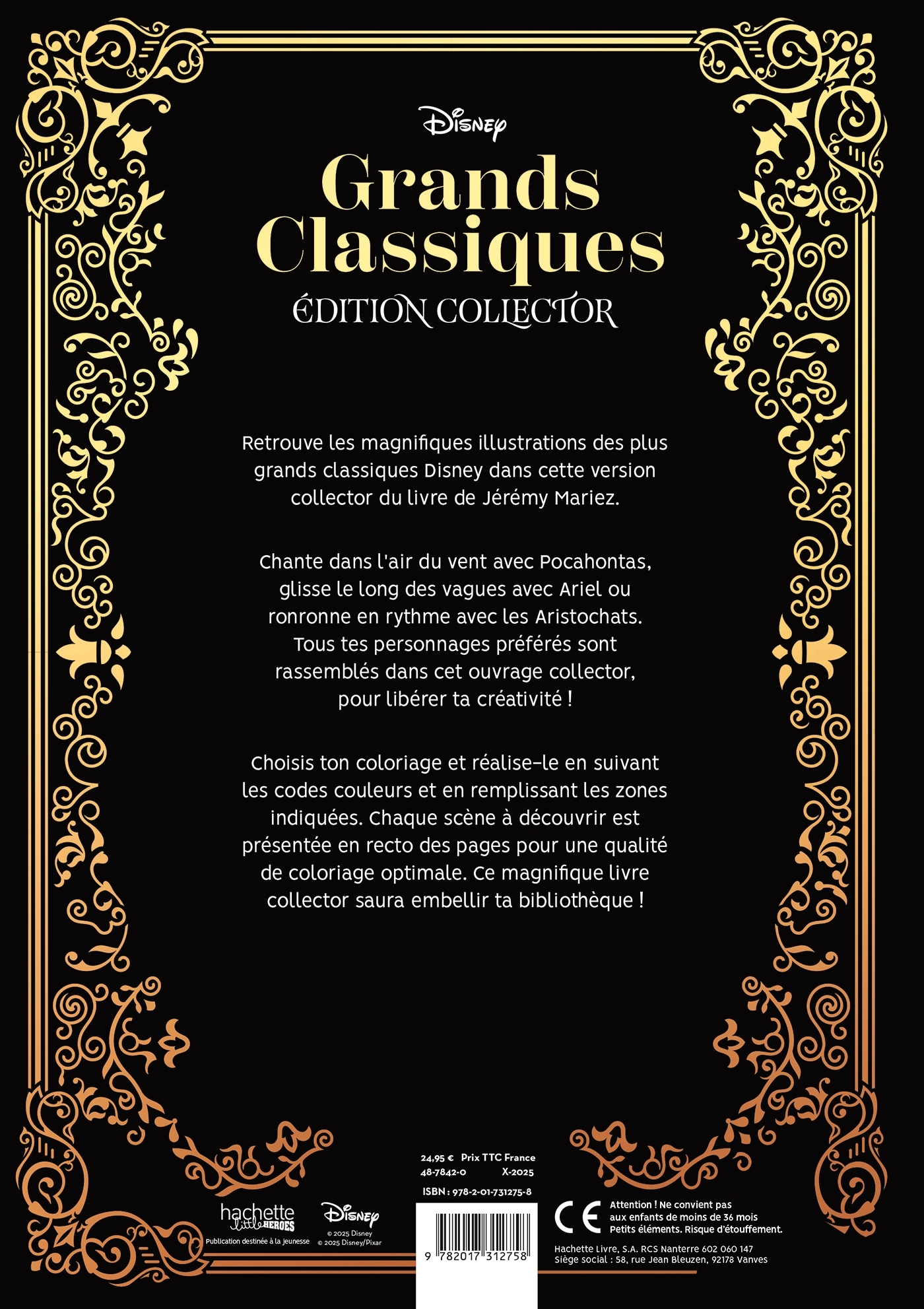 Coloriages mystères Disney - Grands classiques Tome 1 - Collector 10 ans -  - HACHETTE HEROES