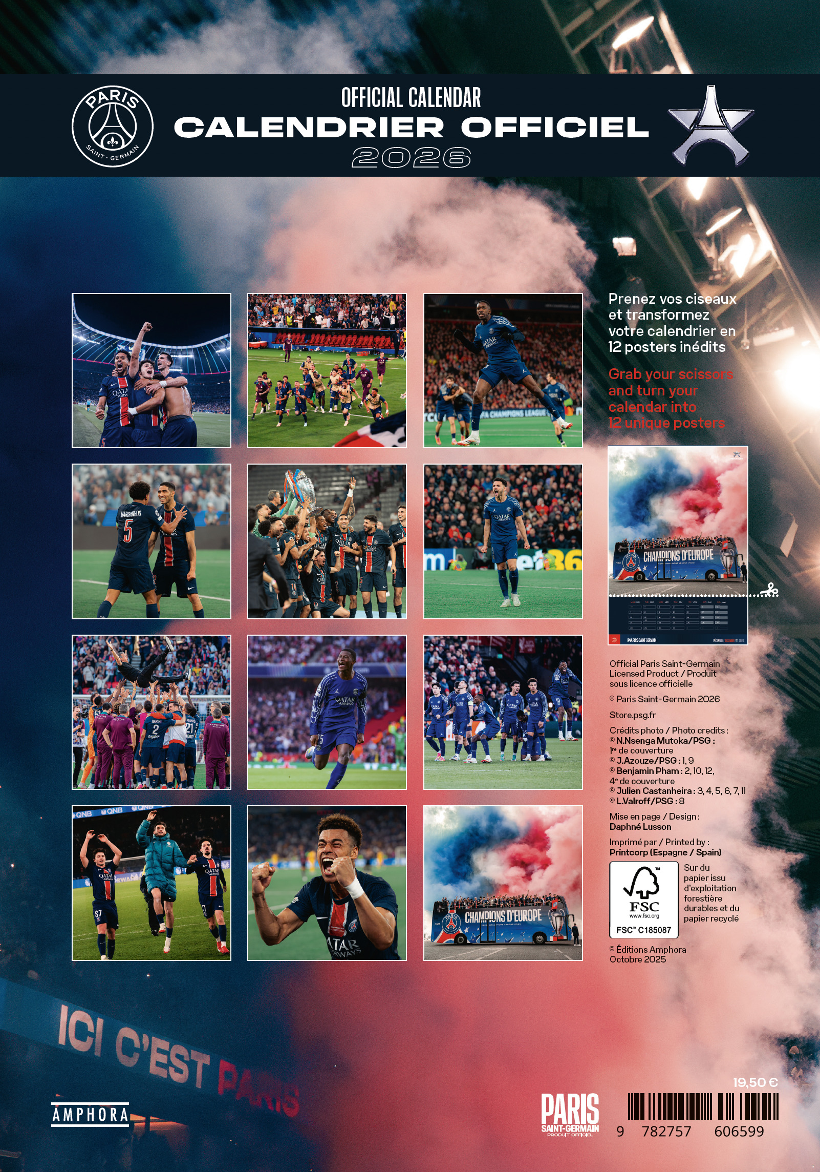 Calendrier officiel Paris Saint-Germain 2026 -  Anonyme, Julien Rieffel - AMPHORA