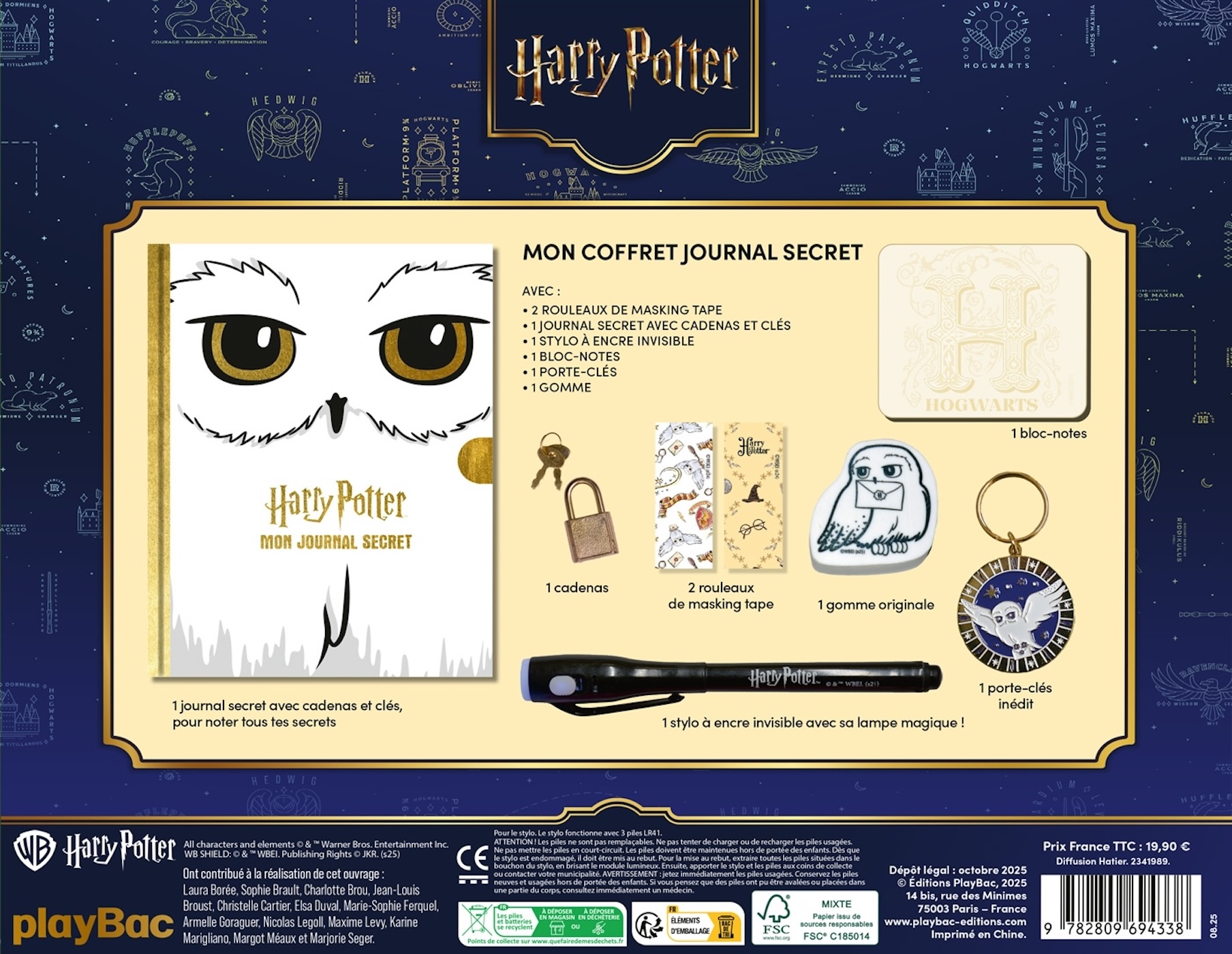 Harry Potter - Mon coffret Hedwige journal intime et papeterie - Édition 2025 -  Playbac Éditions - PLAY BAC