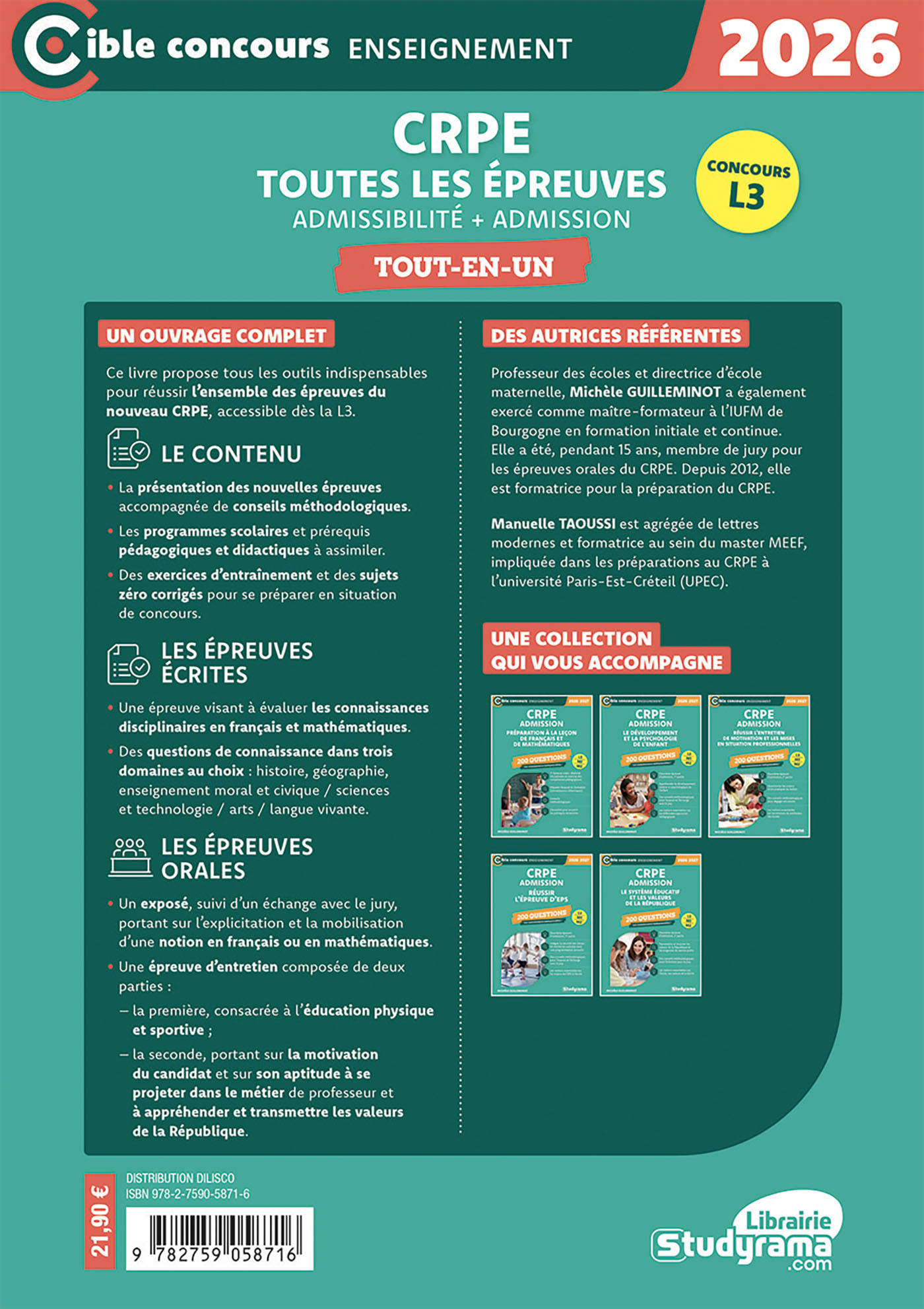 Nouveau CRPE – Toutes les épreuves (admissibilité + admission) - Michèle Guilleminot, MANUELLE TAOUSSI - STUDYRAMA