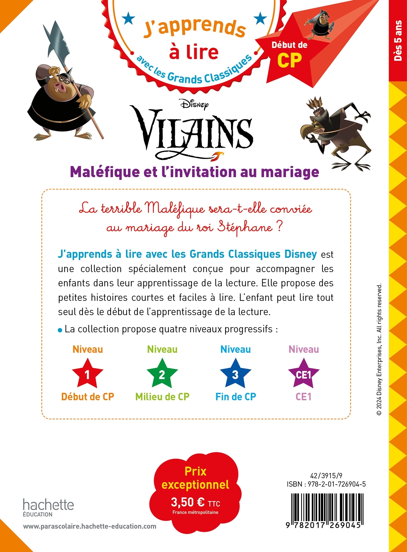 Disney Vilains - Maléfique - L'invitation au mariage, CP Niveau 1 - Isabelle Albertin - HACHETTE EDUC