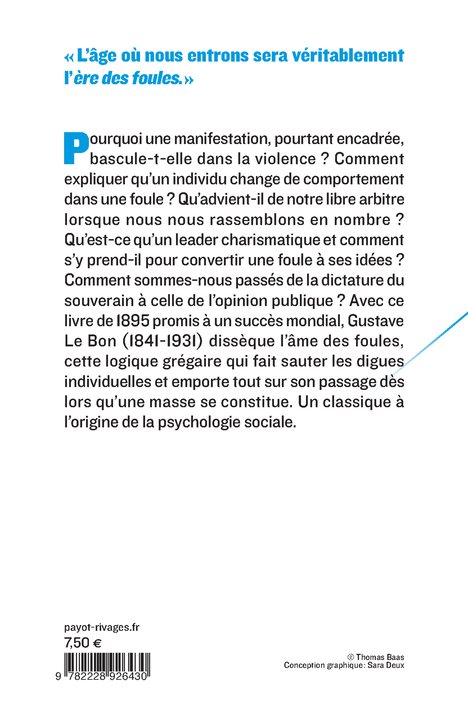Psychologie des foules - Gustave Le Bon - PAYOT