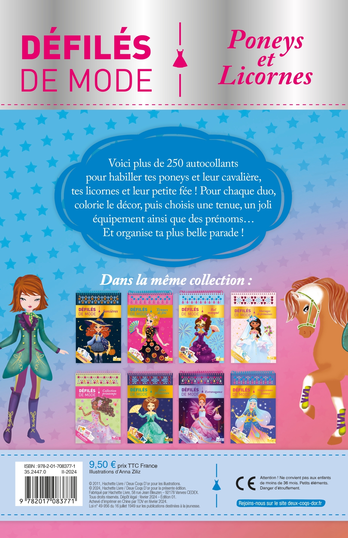 Poneys et licornes - Bloc spirale - ZILIZ ANNA - DEUX COQS D OR