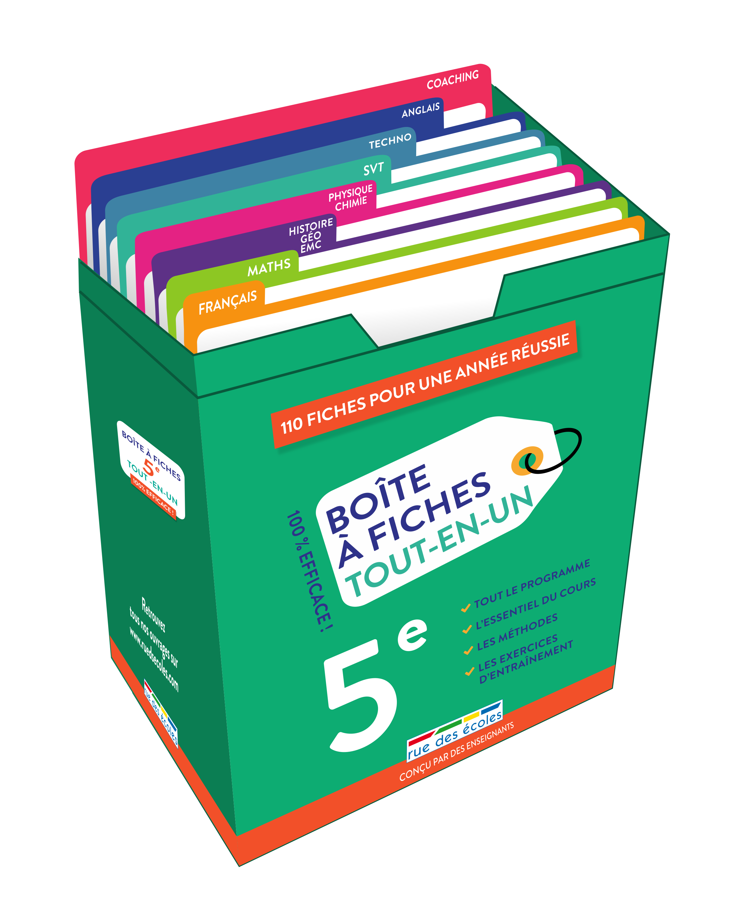 Boîte à fiches - Tout-en-un - 5e -  Collectif - RUE DES ECOLES