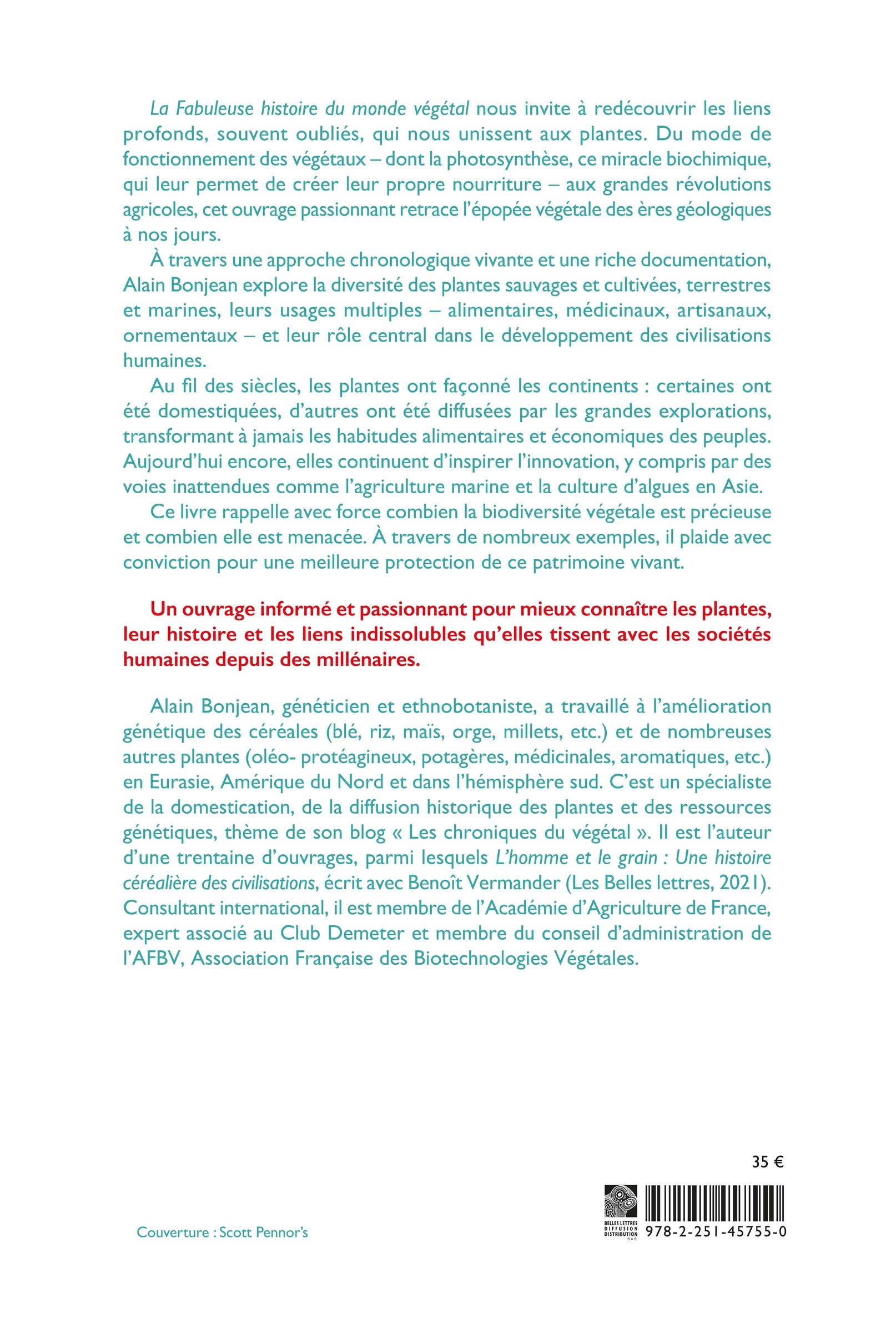 La Fabuleuse histoire du monde végétal - Alain Bonjean - BELLES LETTRES