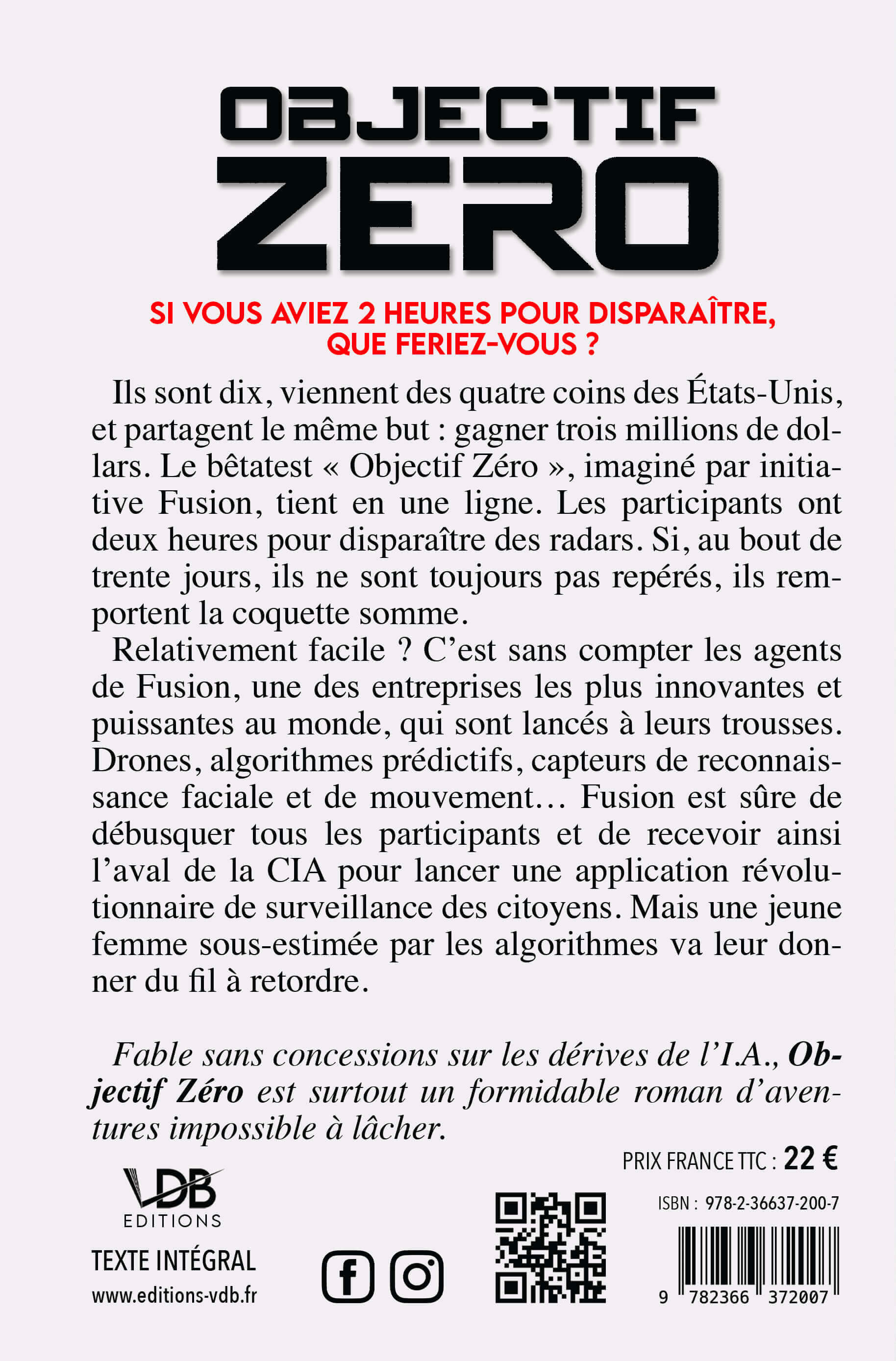 OBJECTIF ZERO - Anthony Mccarten - EDITIONS VDB