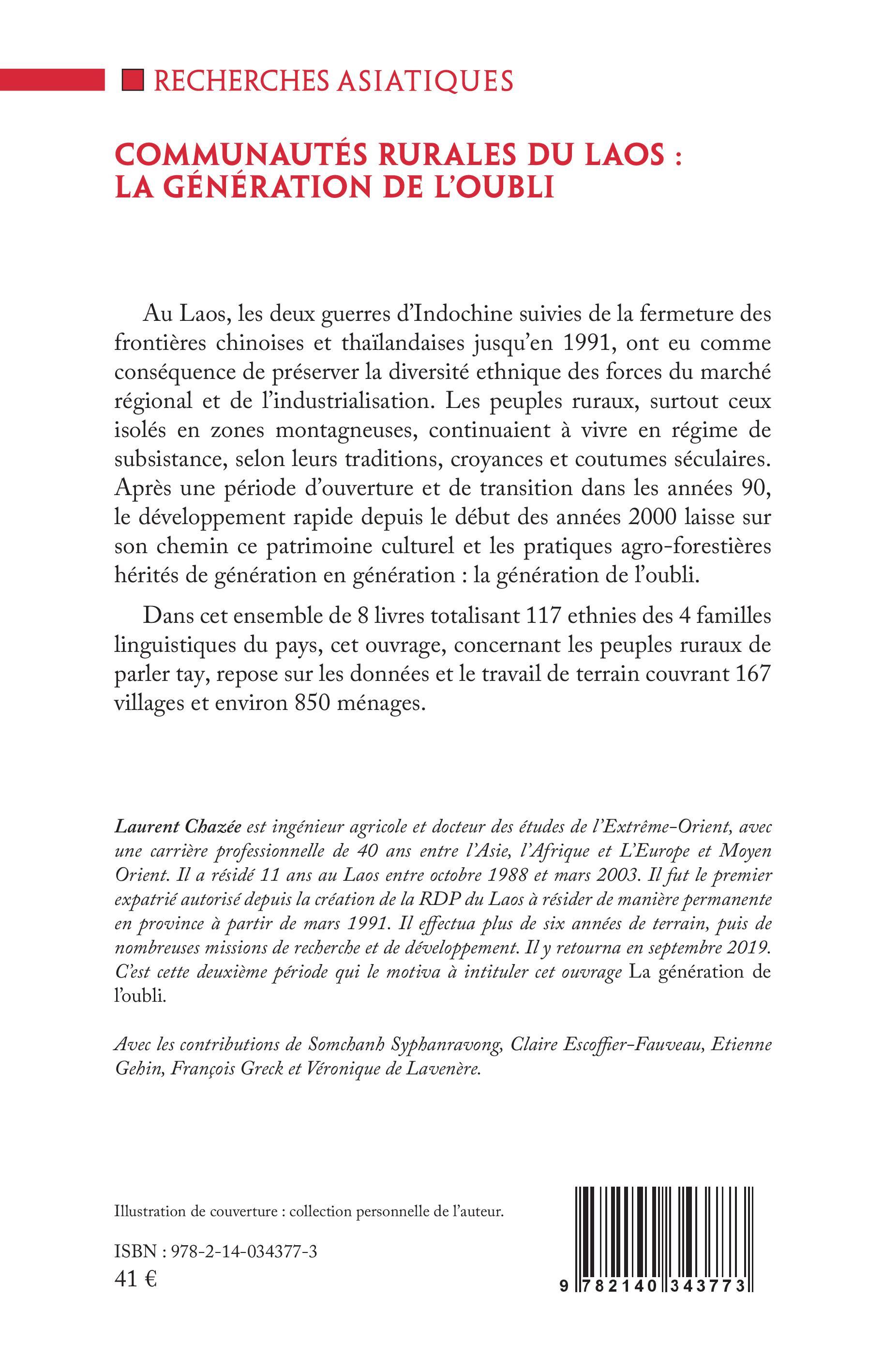 Communautés rurales du Laos : la génération de l'oubli - Laurent Chazée - L'HARMATTAN