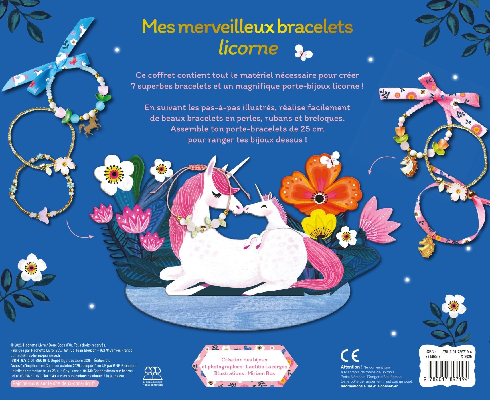 Mes merveilleux bracelets licornes - coffret avec support à bijoux et accessoires - Laetitia Lazerges - DEUX COQS D OR