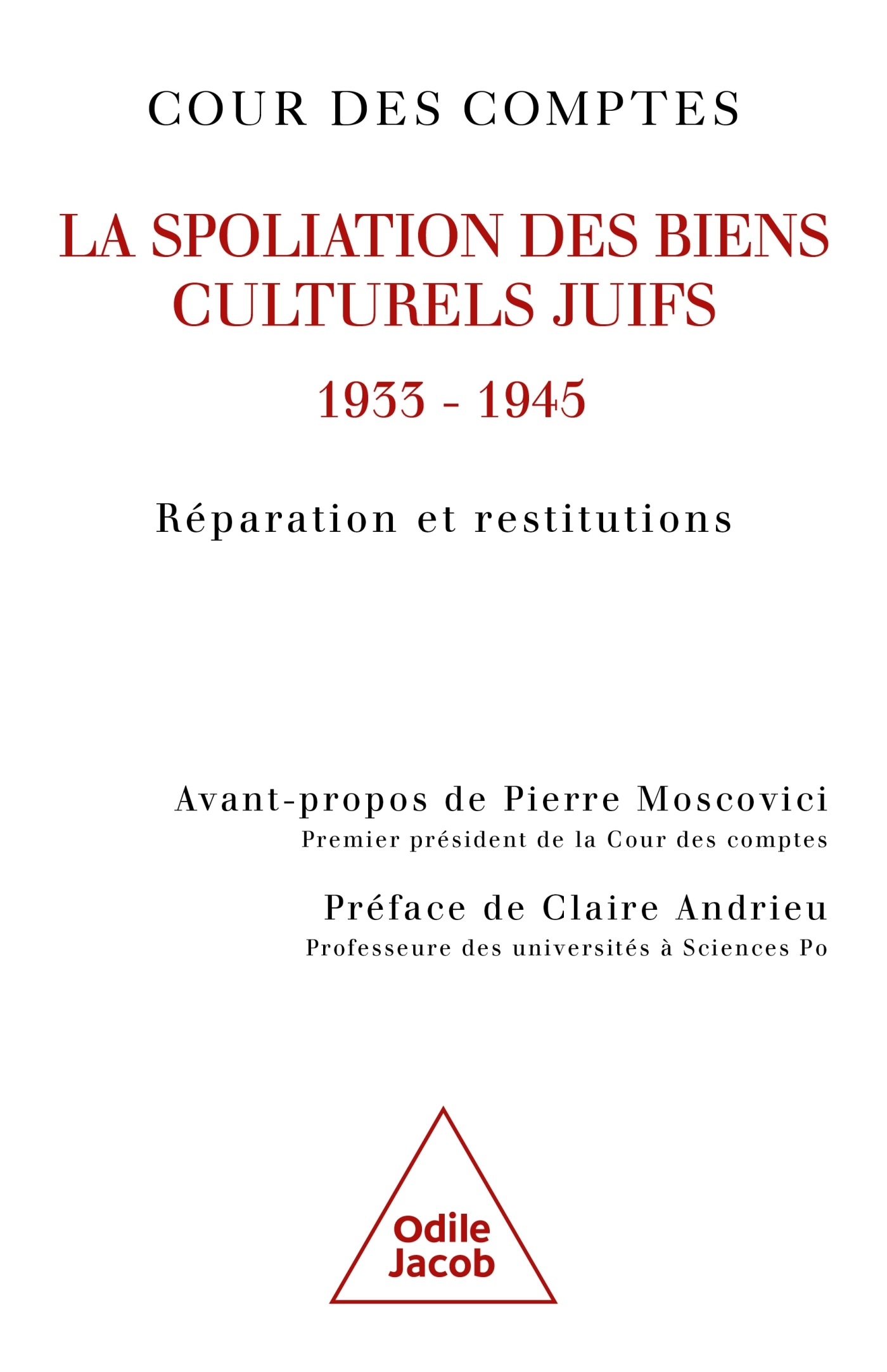 La Spoliation des biens culturels juifs, 1933 - 1945 - Claire Andrieu,  Cour Des Comptes,   - JACOB