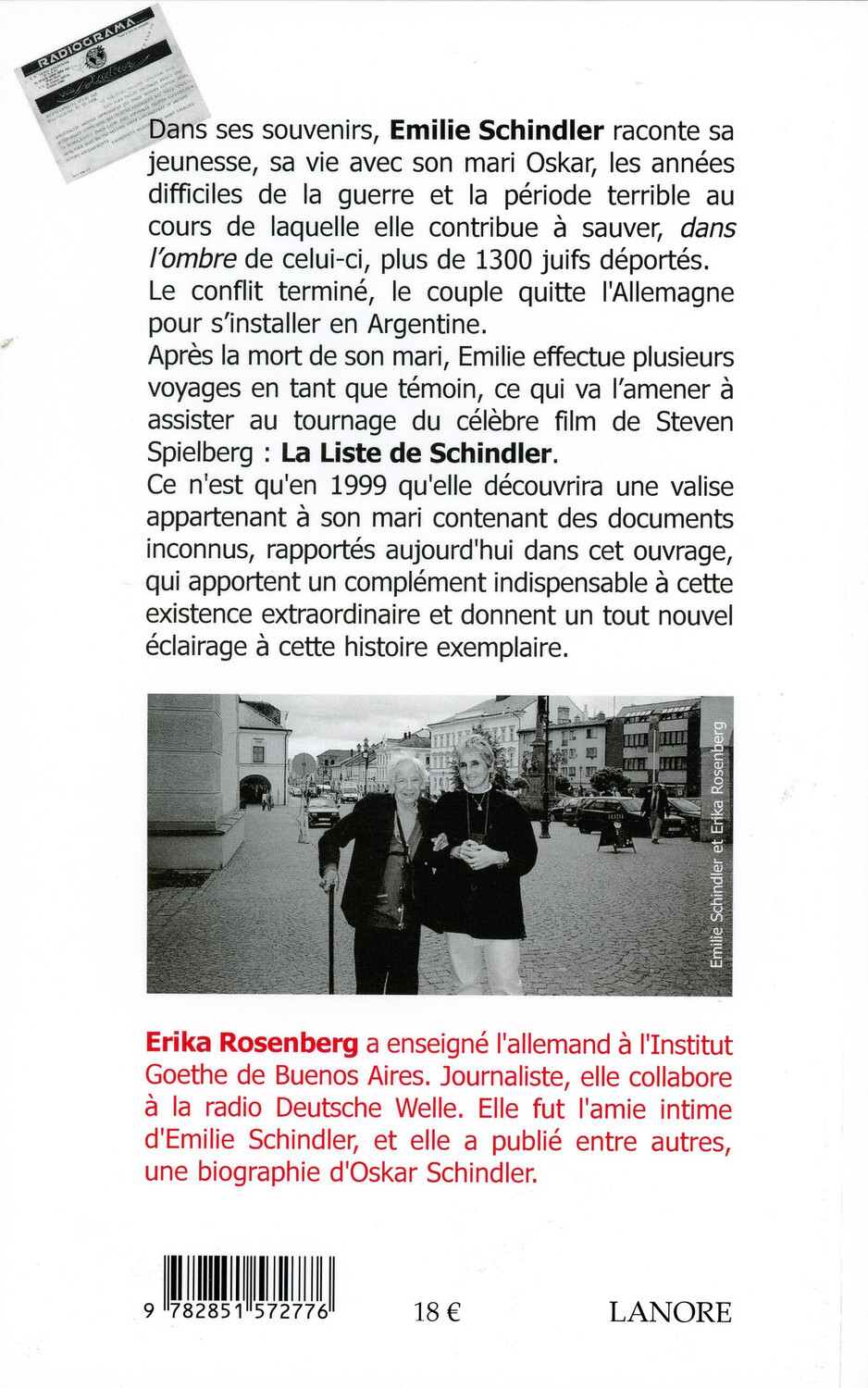 Emilie Schindler - Une héroïne dans l'ombre d'Oskar Schindler - Erika Rosenberg - LANORE