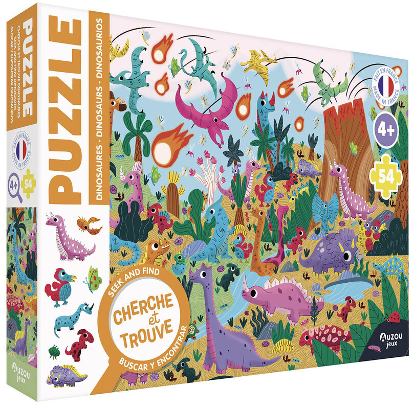 Puzzle cherche et trouve - les dinosaures -  - AUZOU