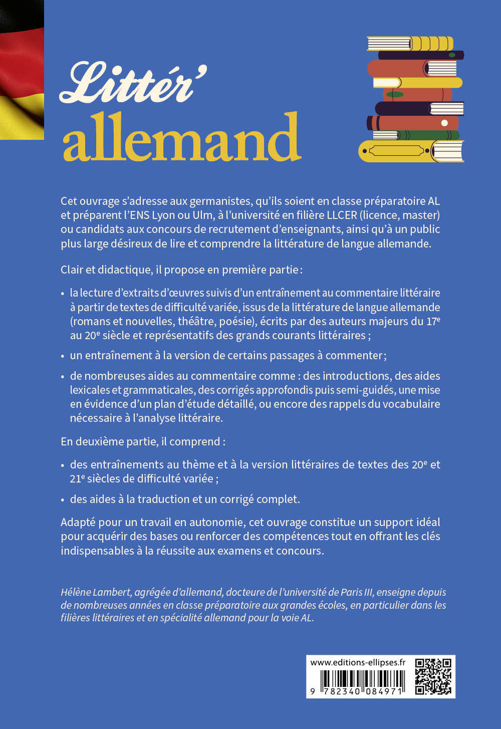 Littér'allemand ! Commentaire littéraire, thème et version (B2-C1) - Hélène Lambert - ELLIPSES