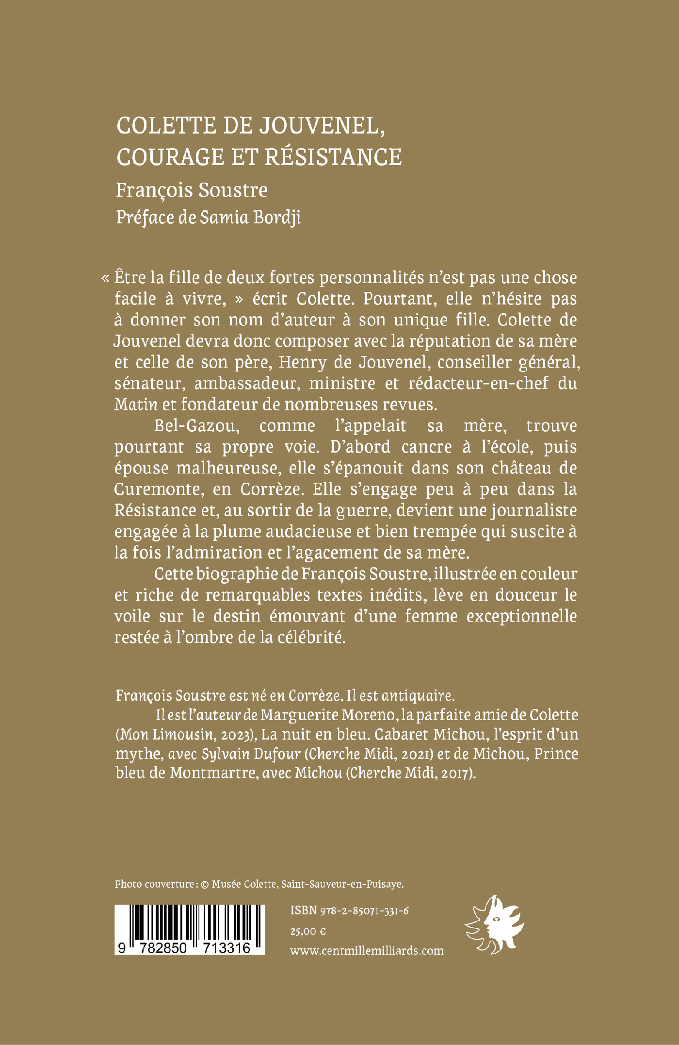 Colette de Jouvenel, courage et résistance - François Soustre - CENT MILLE MILL