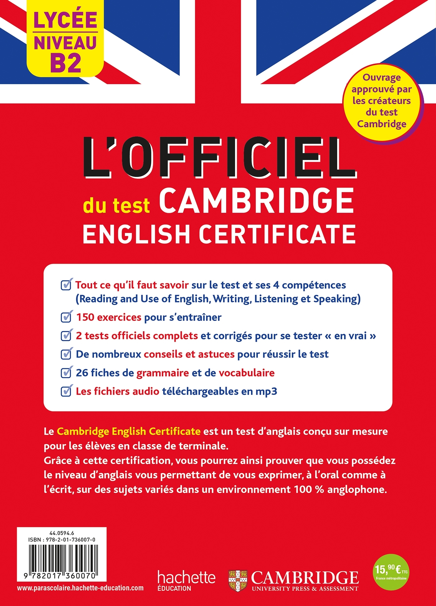 Le guide officiel du test Cambridge English Certificate (Niveau B2) -  Cambridge Assessment English, ERICK ALEXANDERSON ROSAS - HACHETTE EDUC