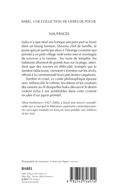 Naufrages - Akira Yoshimura - ACTES SUD