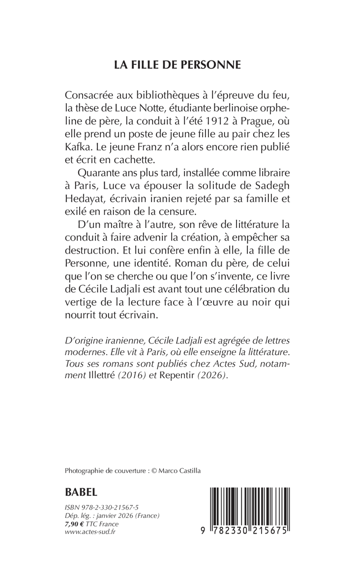 La Fille de Personne - Cécile Ladjali - ACTES SUD